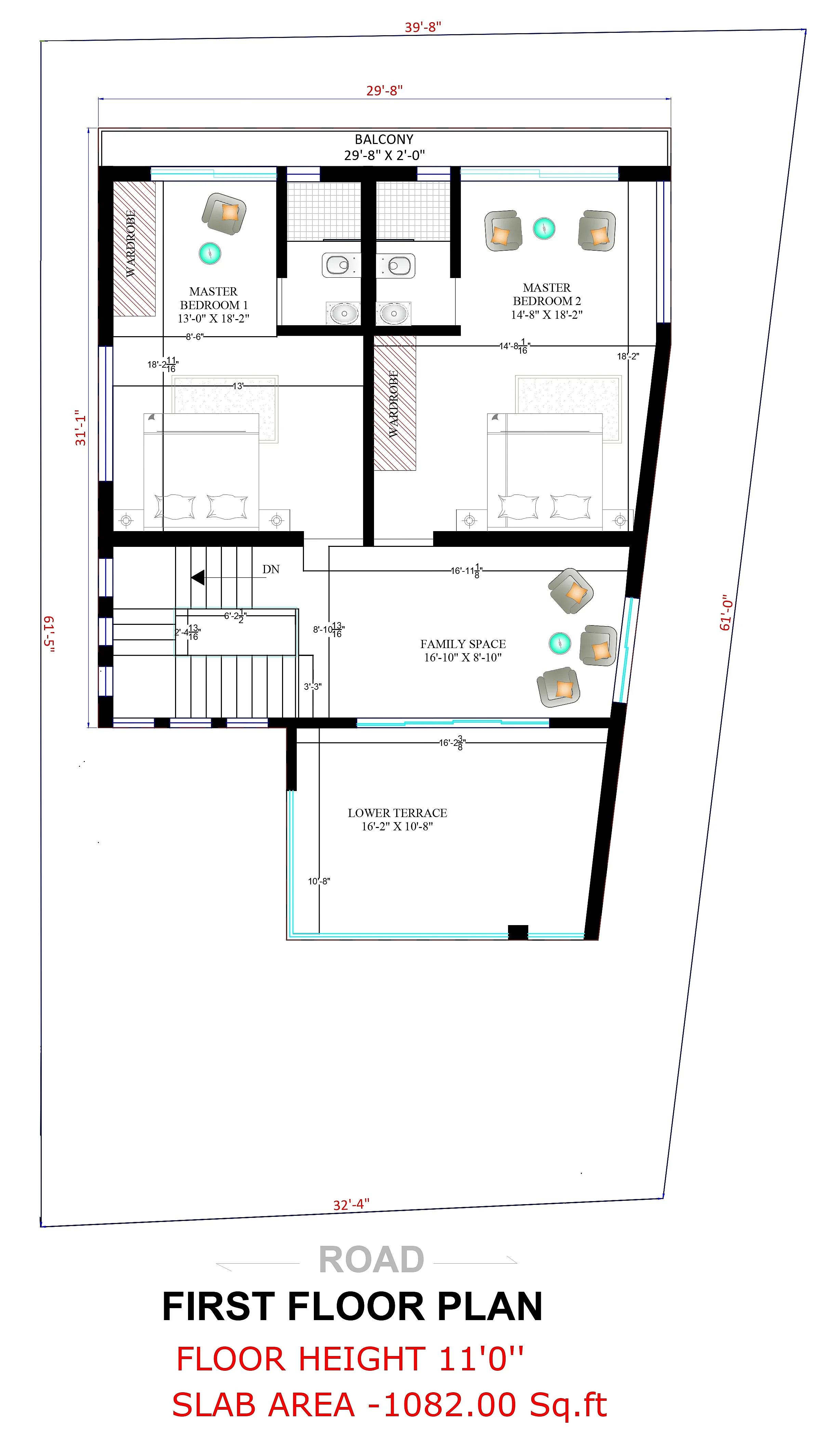 40X60 House Plan- 2400 sq ft Residential House Design at Bahruch thumbnail 2 — Project ID 7208