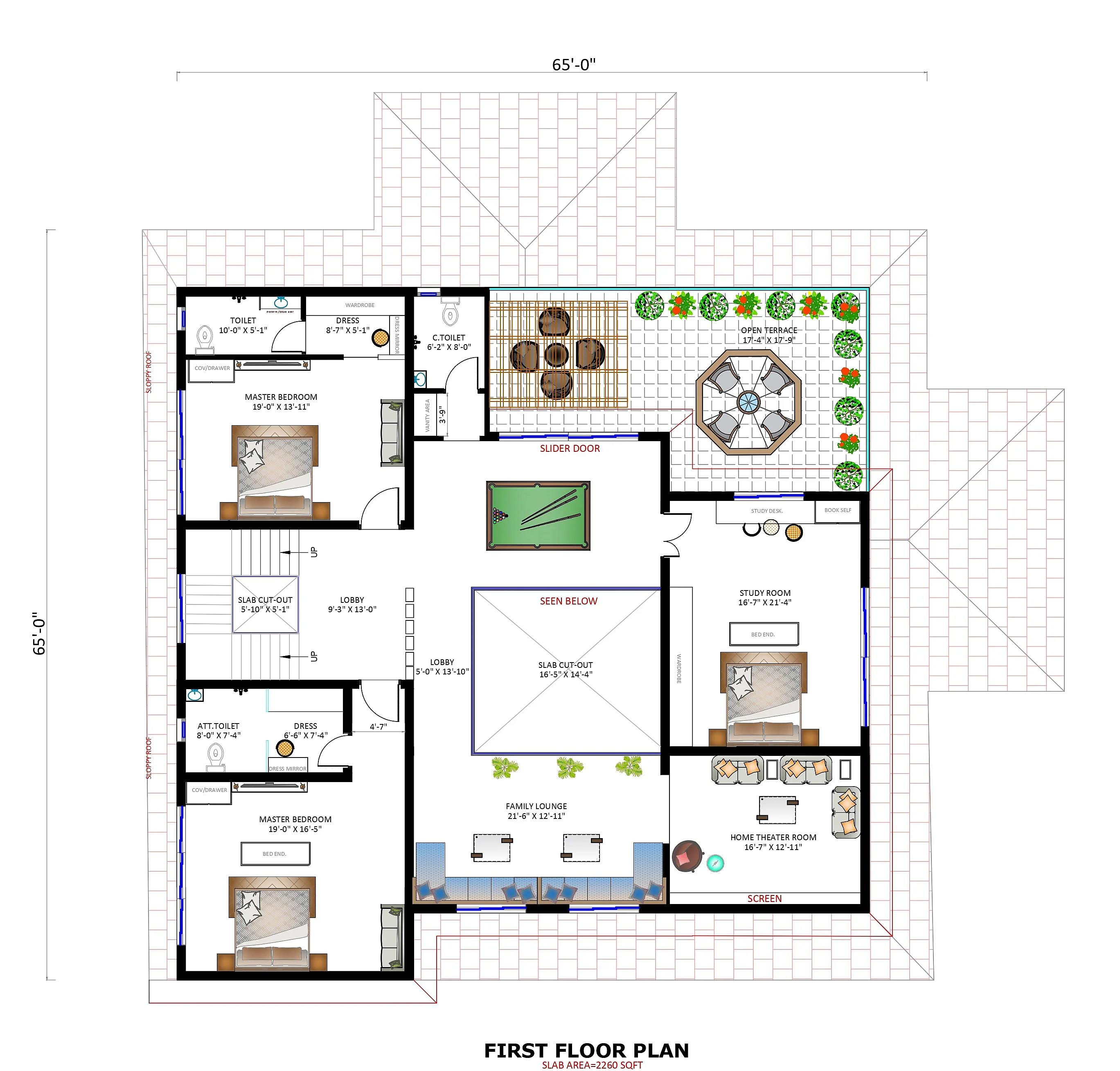 65X65 House Plan- 4225 sq ft Residential House design at Prayagraj thumbnail 2 — Project ID 7213