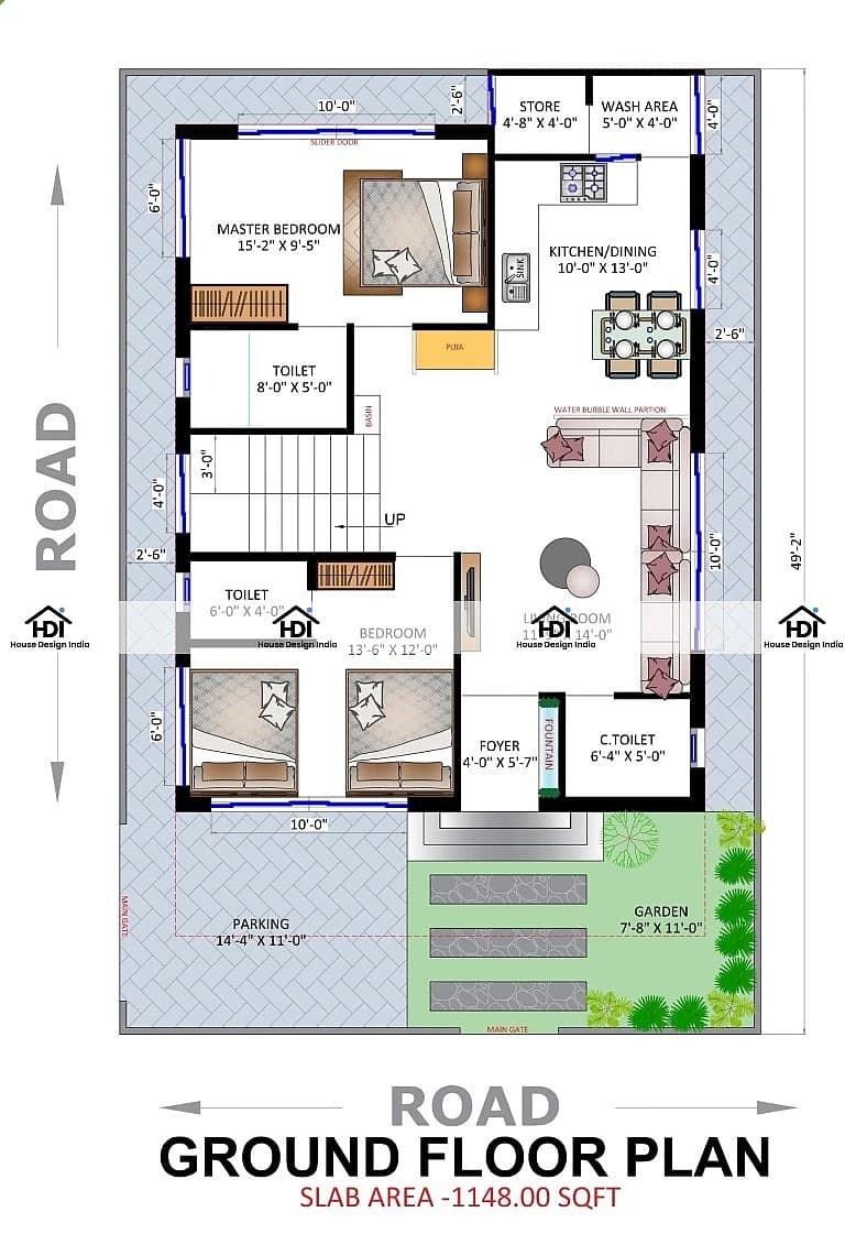 32X50 House with Swimming Pool Plan- 1600 sq ft Residential House Design at Shahpur thumbnail 3 — Project ID 7214