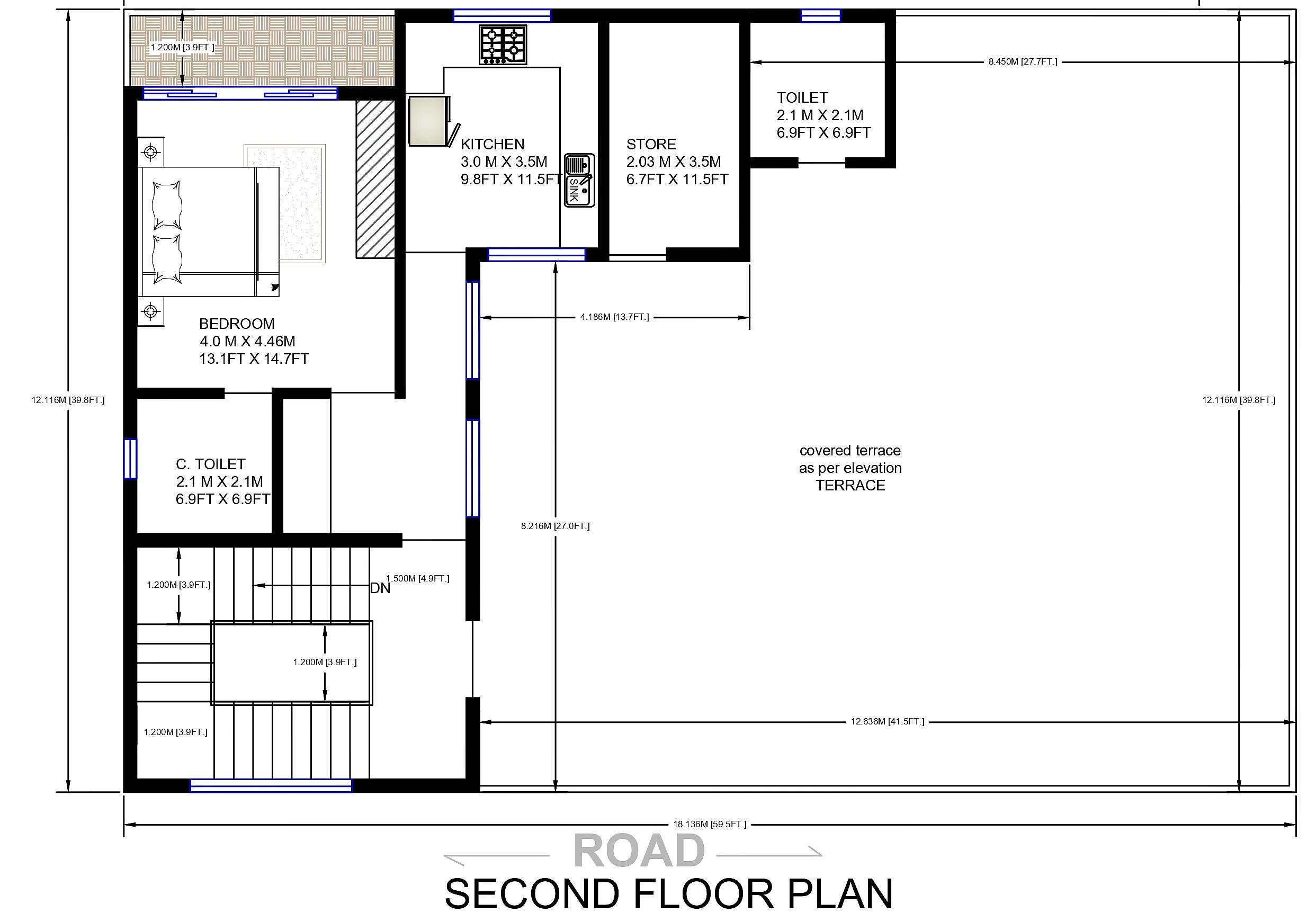 70X90 House With Office Plan- 6300 sq ft Residential Cum Commercial House Design at Indore thumbnail 2 — Project ID 7217