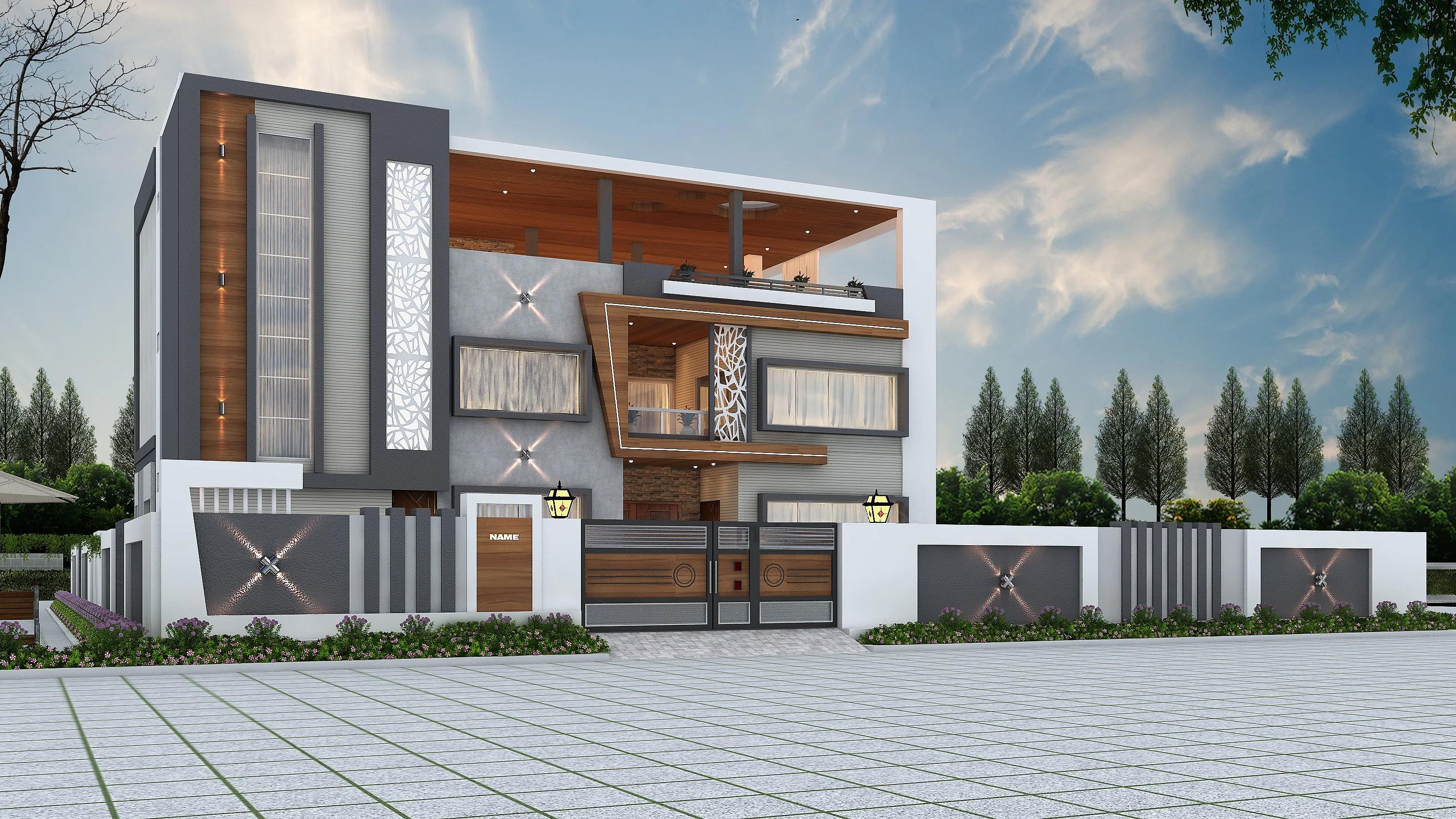 70X90 House With Office  Plan- 6300 sq ft Residential Cum Commercial House Design at Indore [MP]
