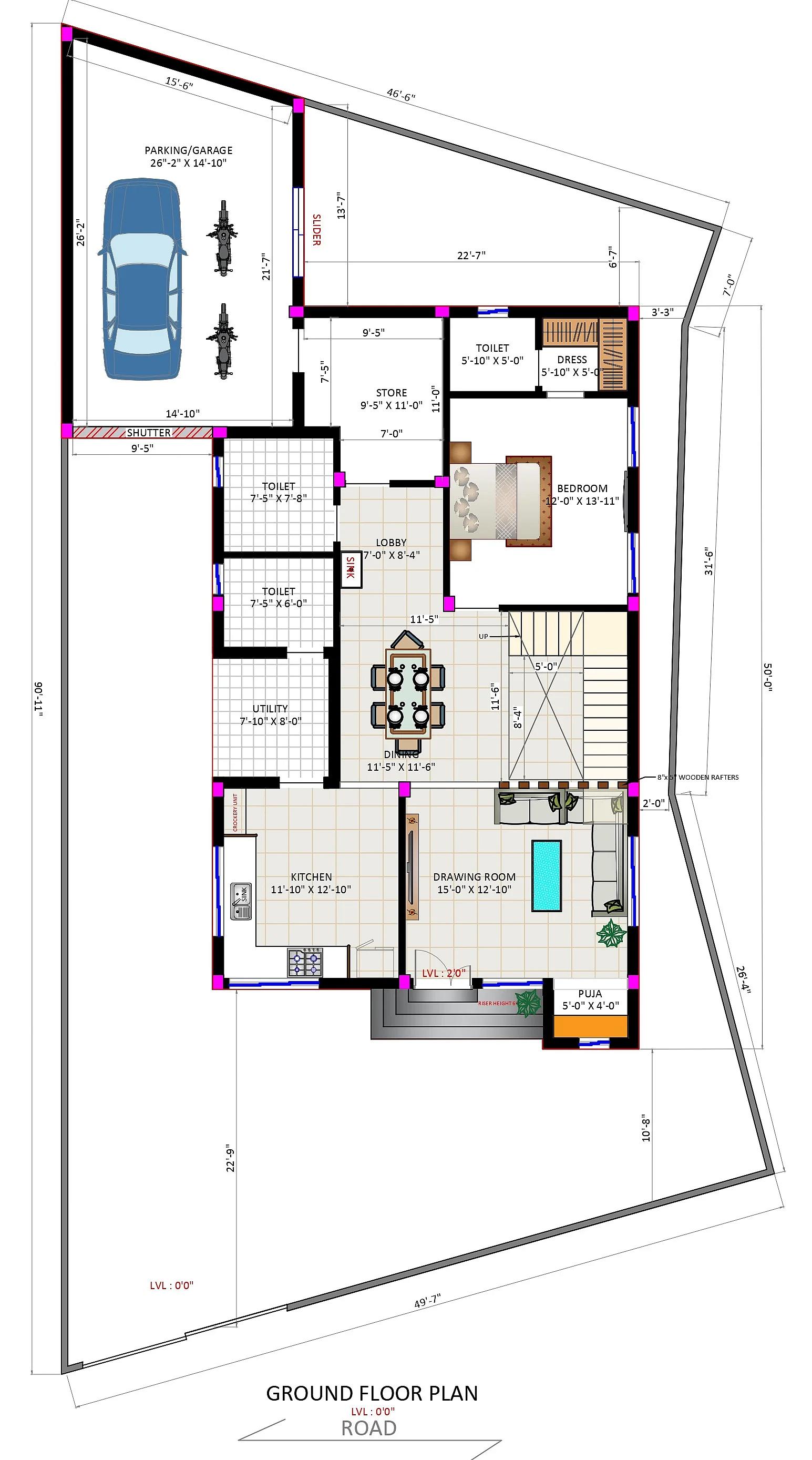 35X50 House Plan- 1750 sq ft Residential House Design at Kotdwara thumbnail 3 — Project ID 7220