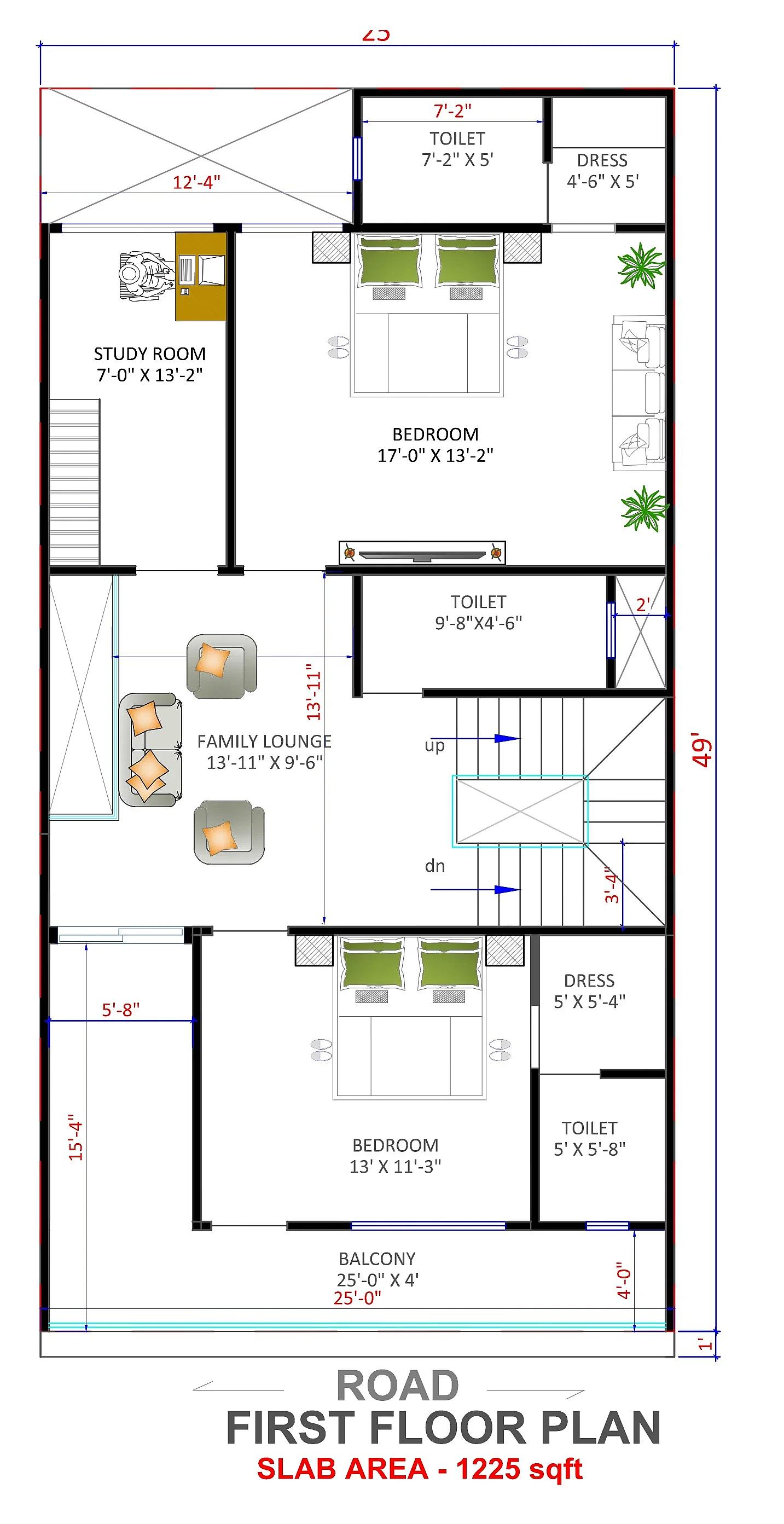 25X50 House Plan- 1250 sq ft Residential House Design at Bhopal thumbnail 2 — Project ID 7224