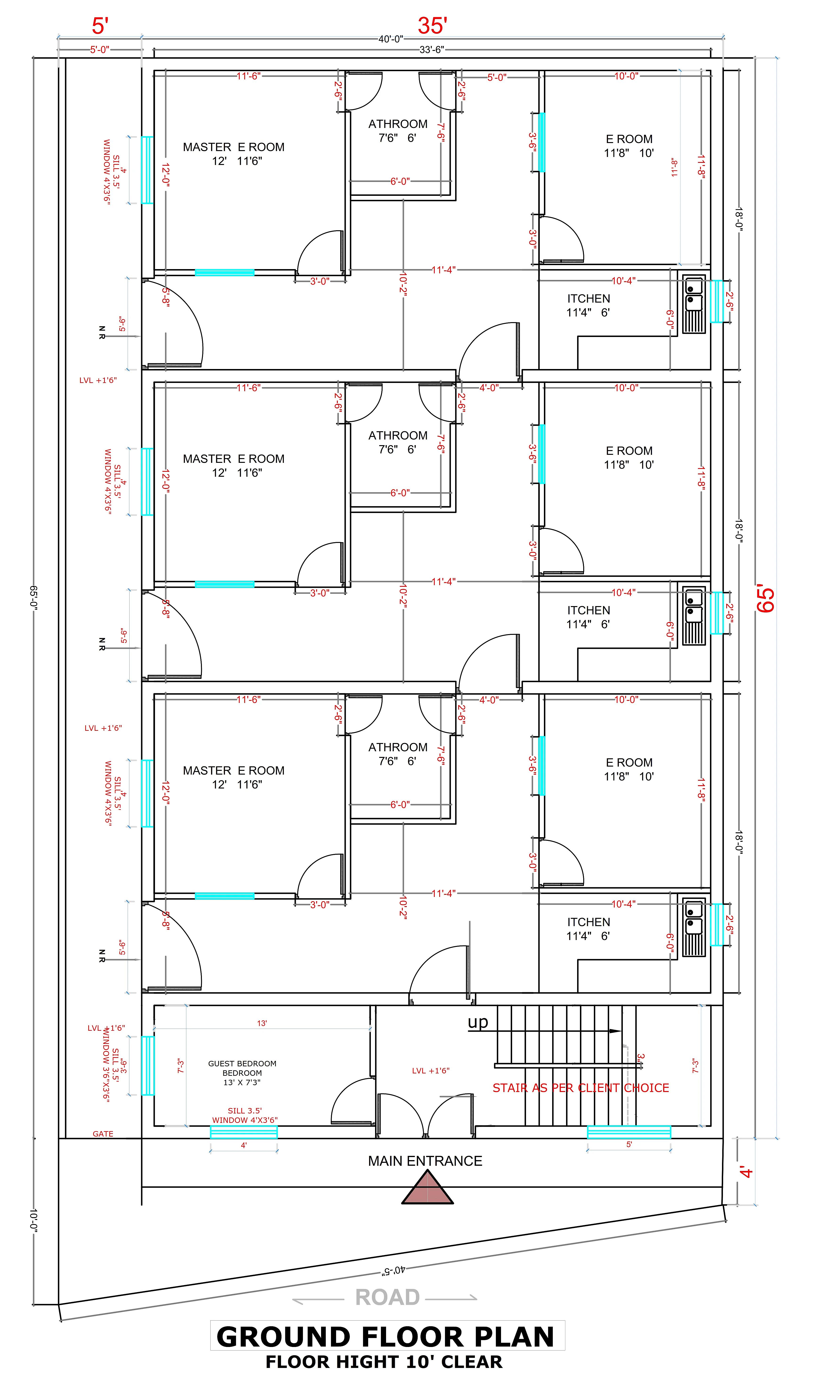 35X65 House Plan- 2275 sq ft Residential Cum Commercial House Design at Darbhanga thumbnail 2 — Project ID 7227
