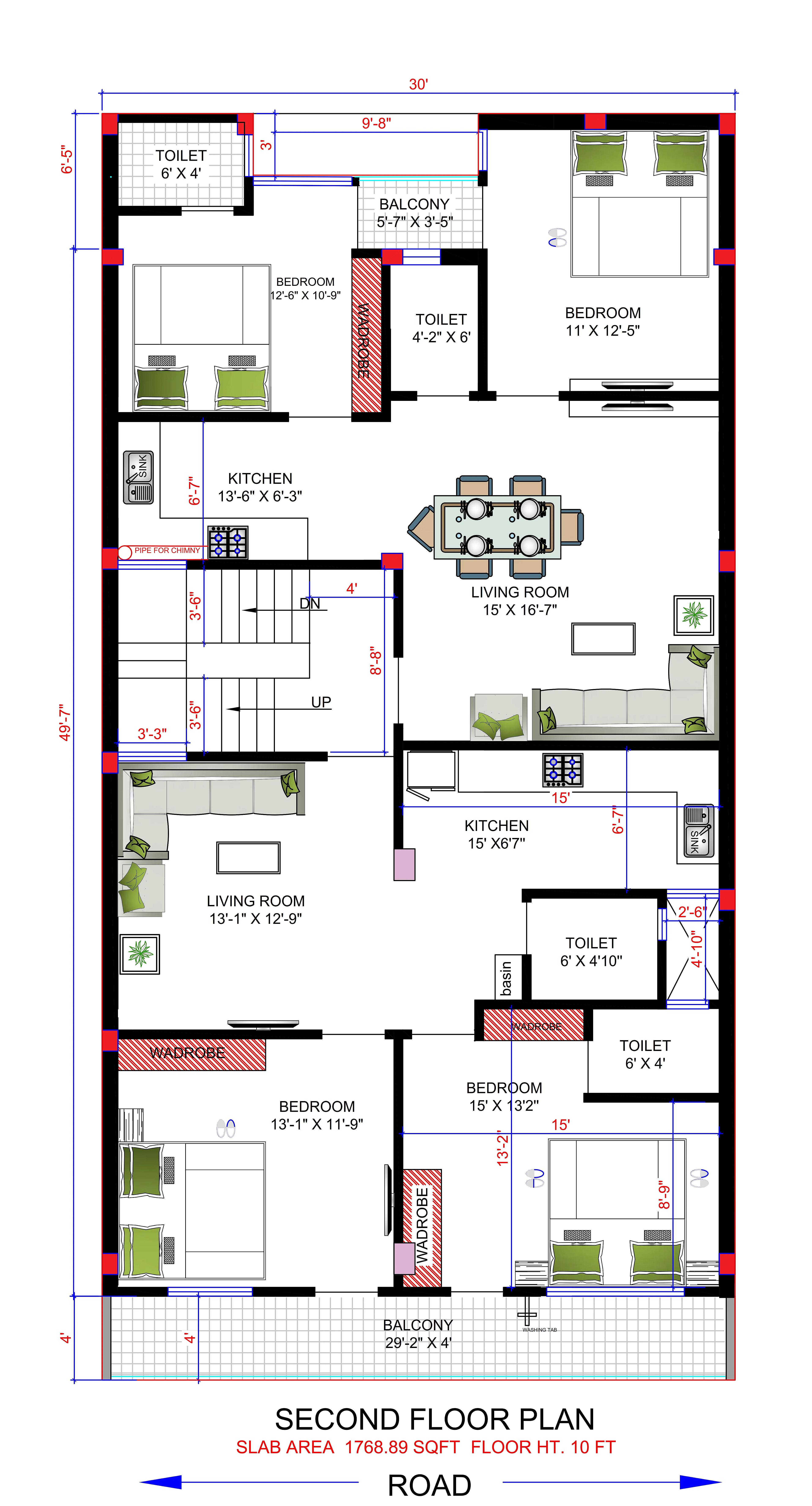 30X60 Residential With Rental Apartment Plan- 1800 sq ft Residential Cum Commercial House Design at NewDelhi thumbnail 3 — Project ID 7231