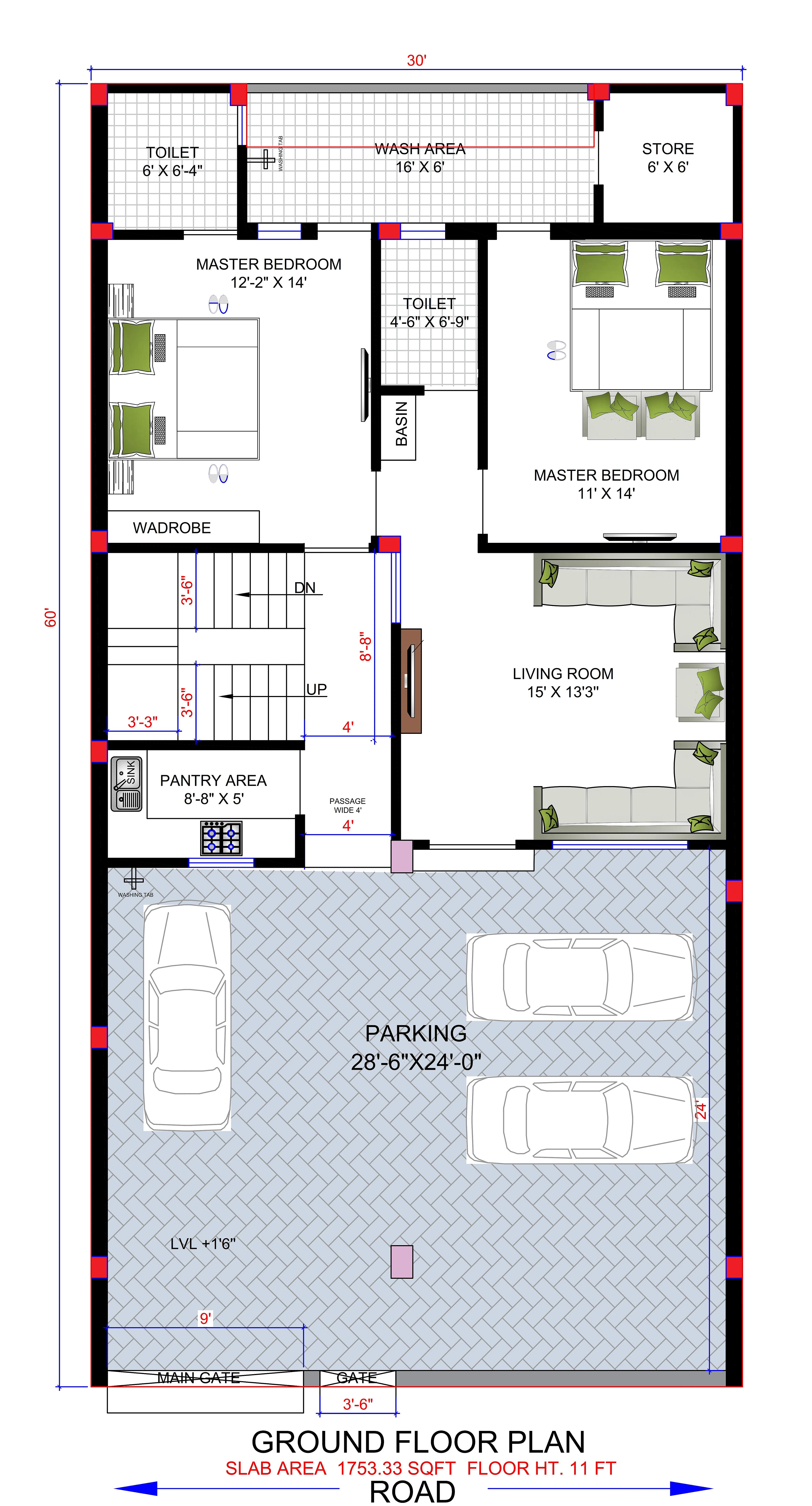 30X60 Residential With Rental Apartment Plan- 1800 sq ft Residential Cum Commercial House Design at NewDelhi thumbnail 5 — Project ID 7231