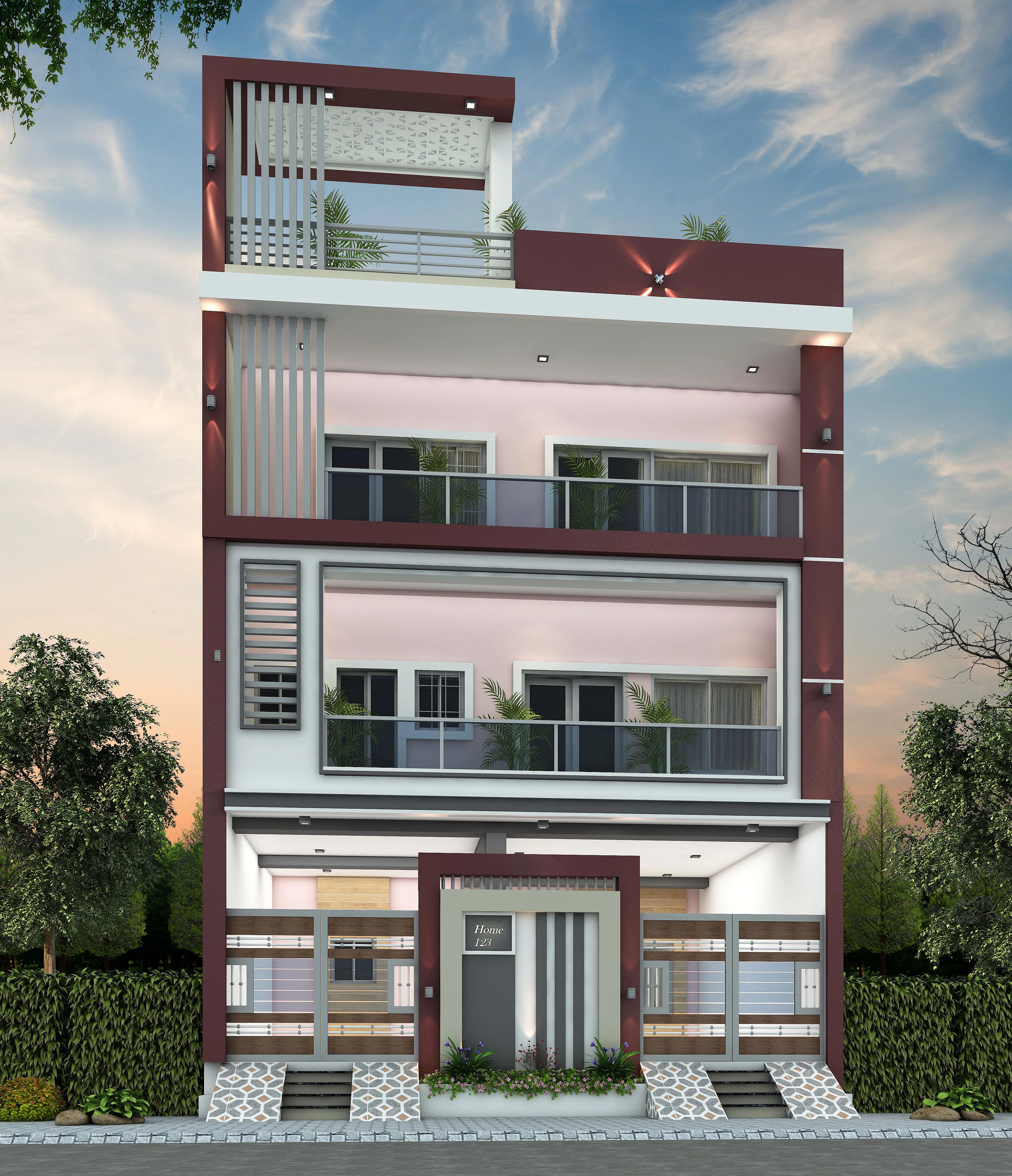 30X60 Residential With Rental Apartment Plan- 1800 sq ft Residential Cum Commercial House Design at NewDelhi