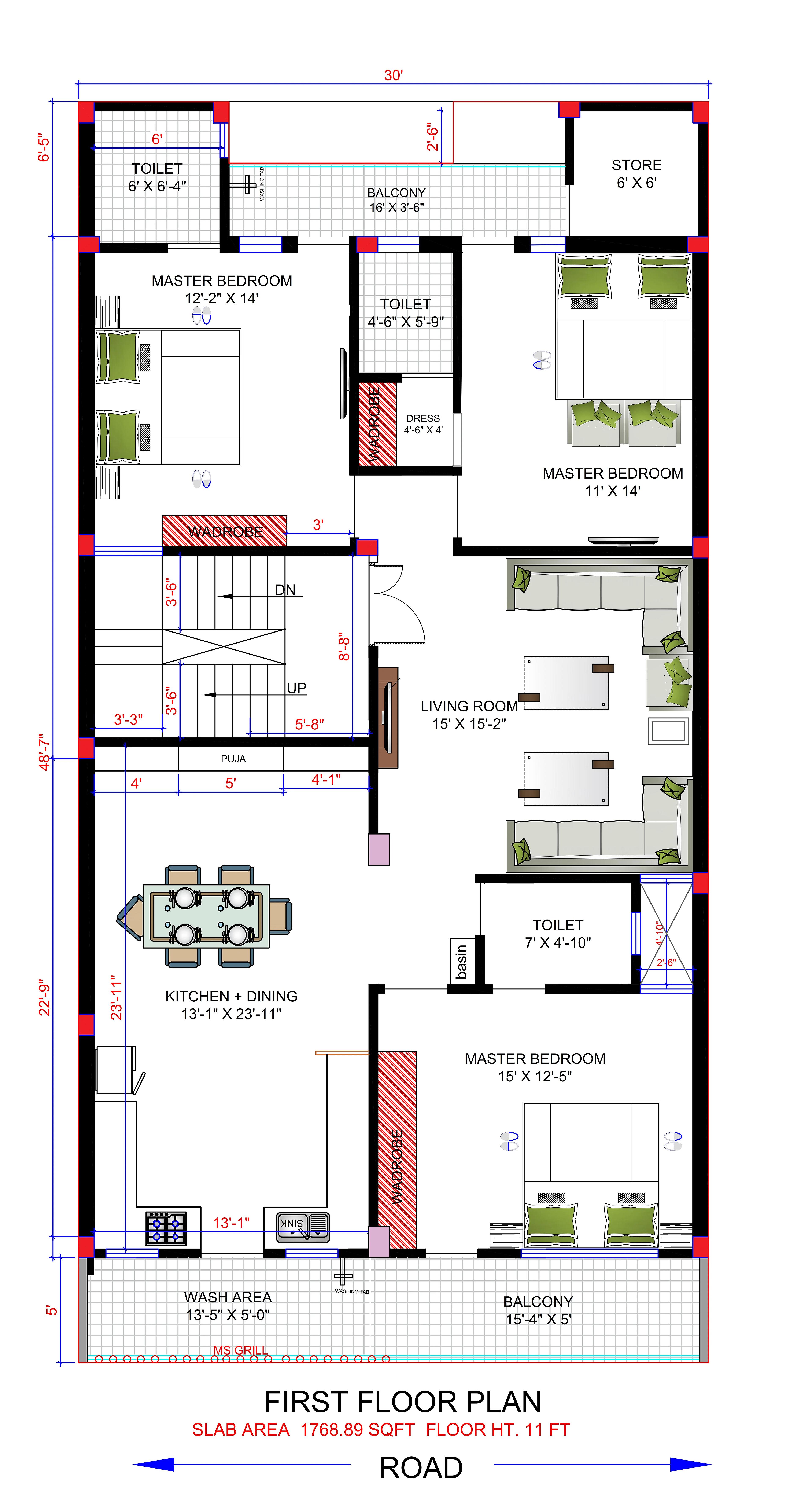 30X60 Residential With Rental Apartment Plan- 1800 sq ft Residential Cum Commercial House Design at NewDelhi thumbnail 4 — Project ID 7231