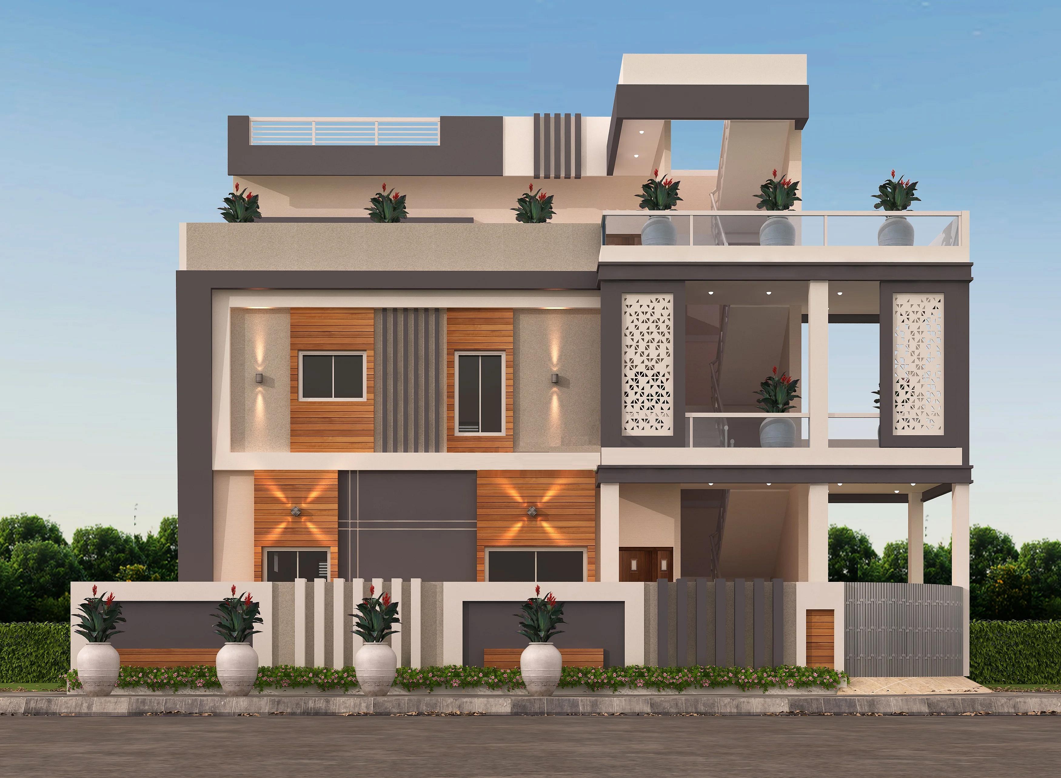 50X60 Residential House with Rental House Plan- 3000 sq ft Residential Cum Commercial House Design at Raipur [CH]