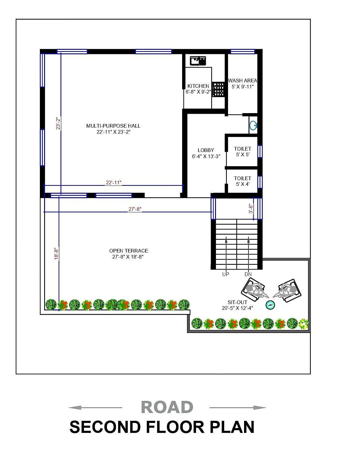 50X60 Residential House with Rental House Plan- 3000 sq ft Residential Cum Commercial House Design at Raipur thumbnail 2 — Project ID 7236