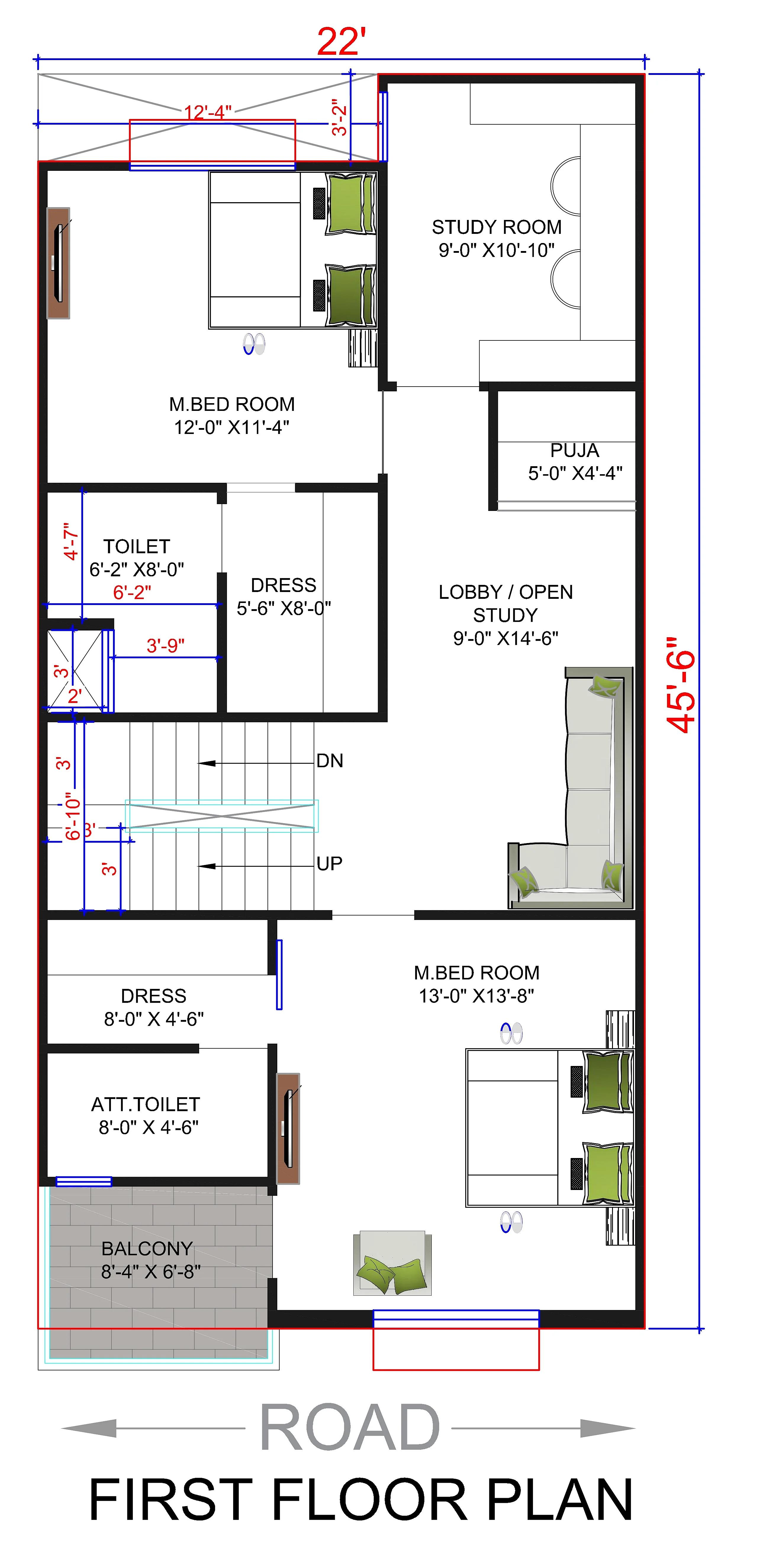 22X45 House Plan- 990 sq ft Residential House Design at Ratlam thumbnail 2 — Project ID 7238