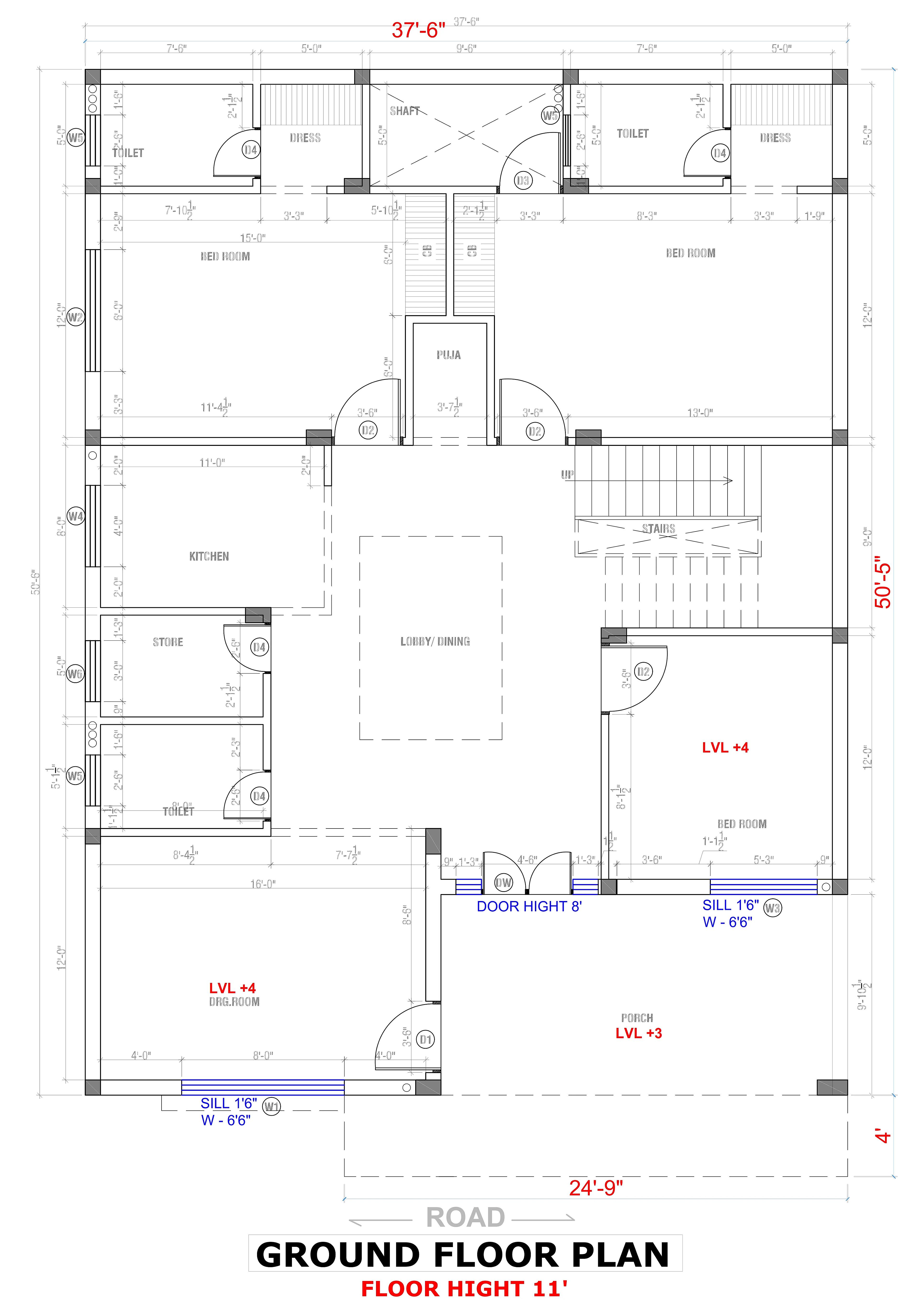 38X50 House Plan- 1900 sq ft Residential House Design at Faridabad thumbnail 3 — Project ID 7243