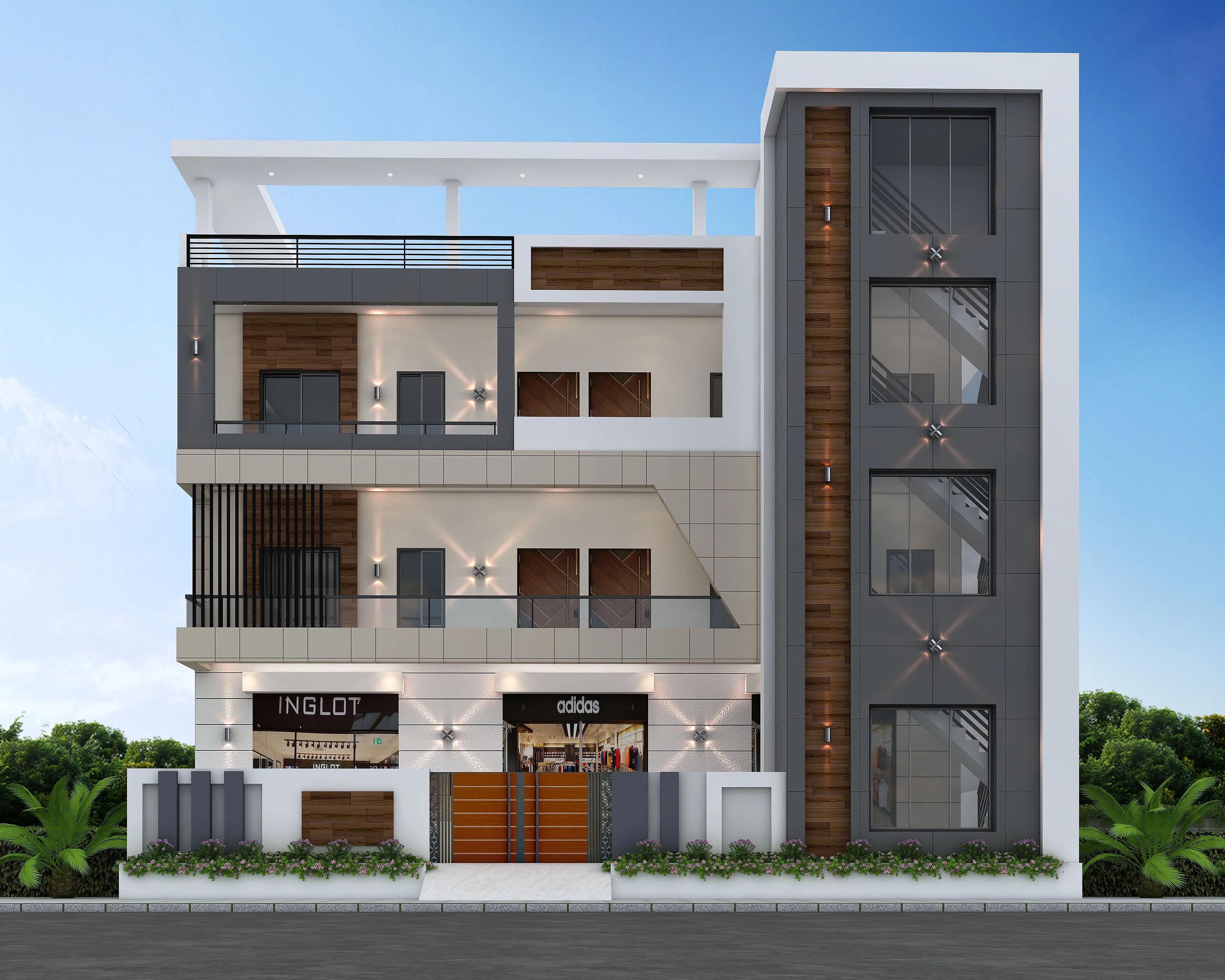 52X50 Shopping Complex with Rental Apartment Plan- 2600 sq ft Residential Cum Commercial House Design at Chikmagalur [KA]
