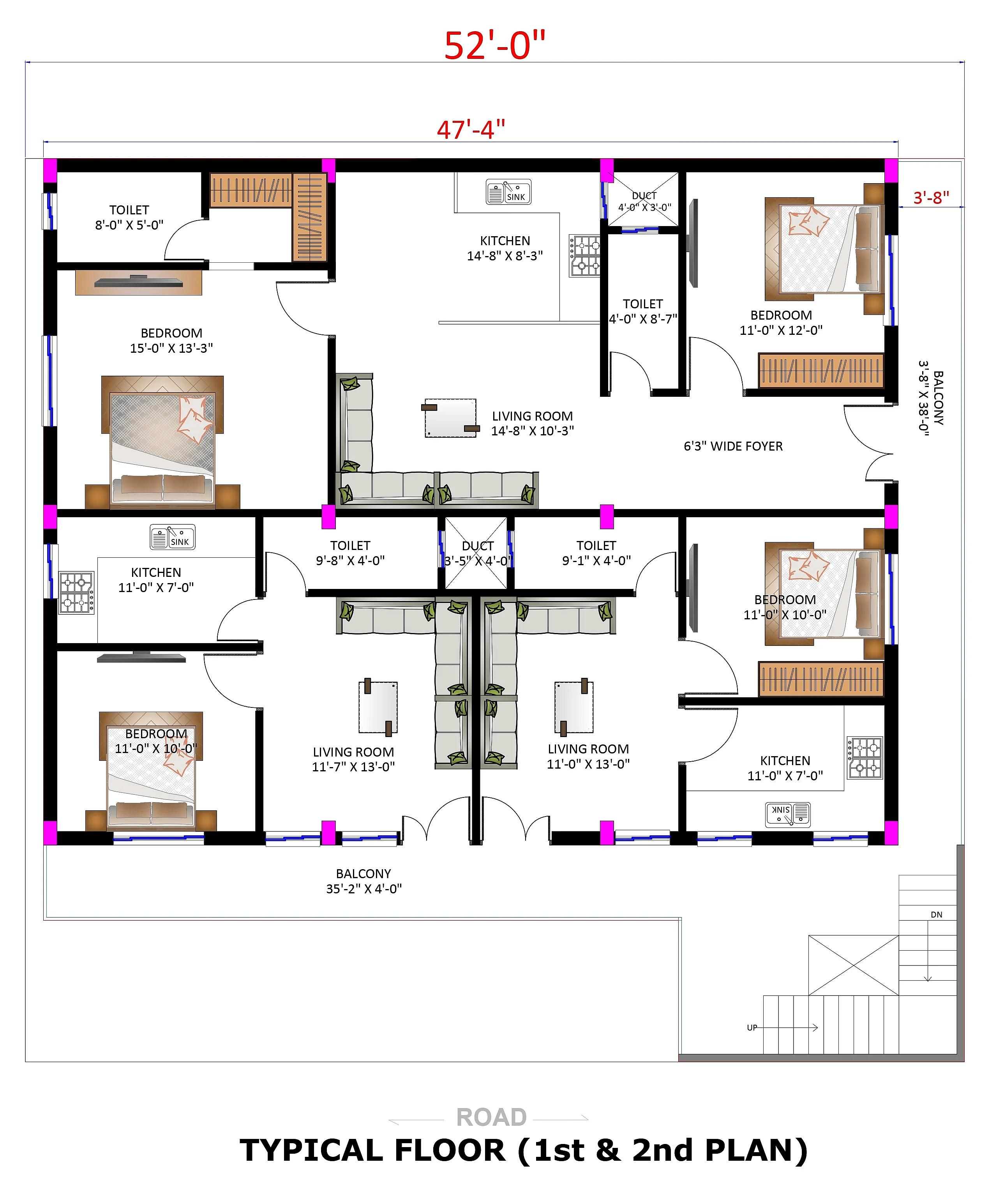 52X50 Shopping Complex with Rental Apartment Plan- 2600 sq ft Residential Cum Commercial House Design at Chikmagalur thumbnail 2 — Project ID 7256