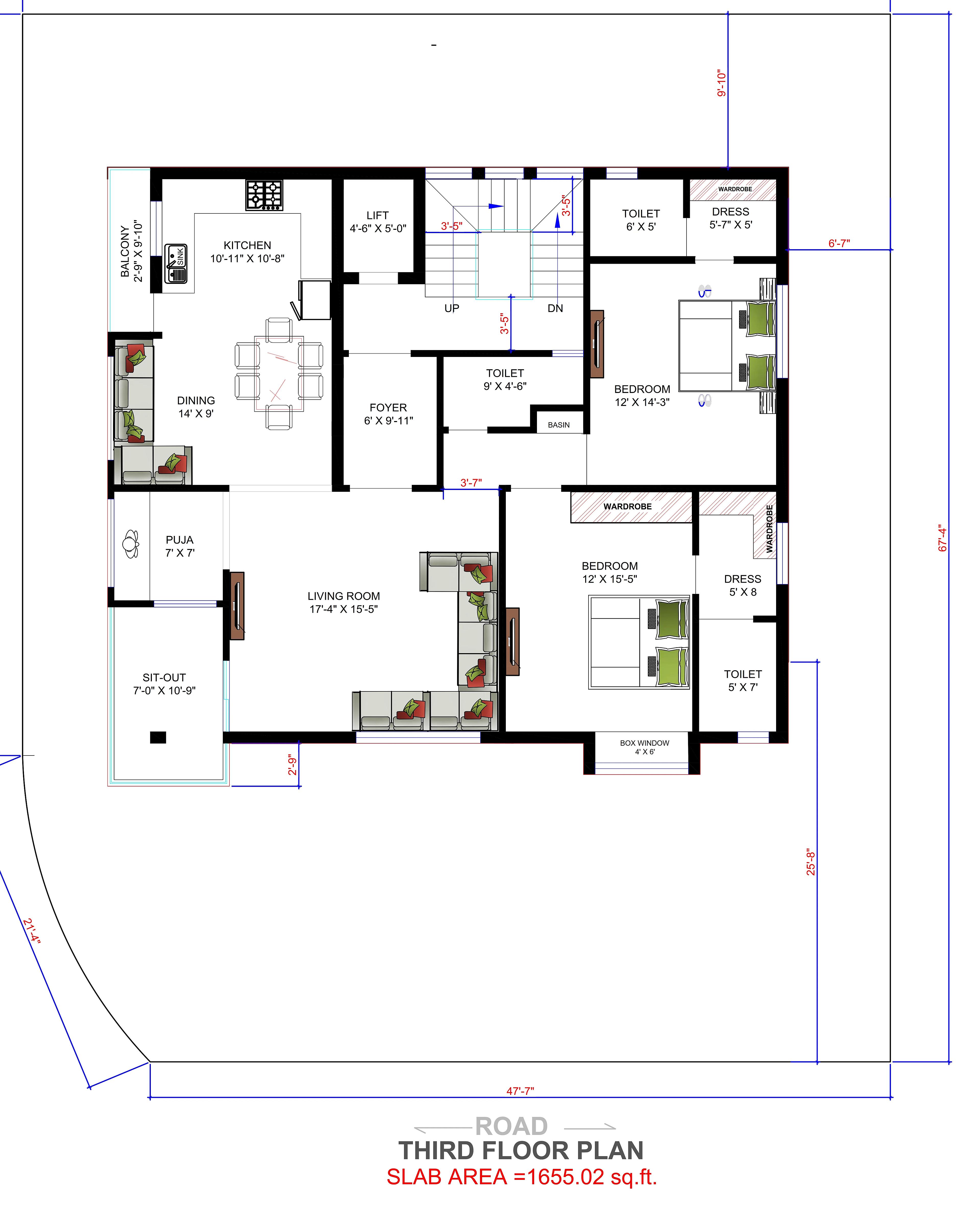 56X70 Shopping Complex With Residential House Plan- 3920 sq ft Residential Cum Commercial House Design at Anand thumbnail 2 — Project ID 7259