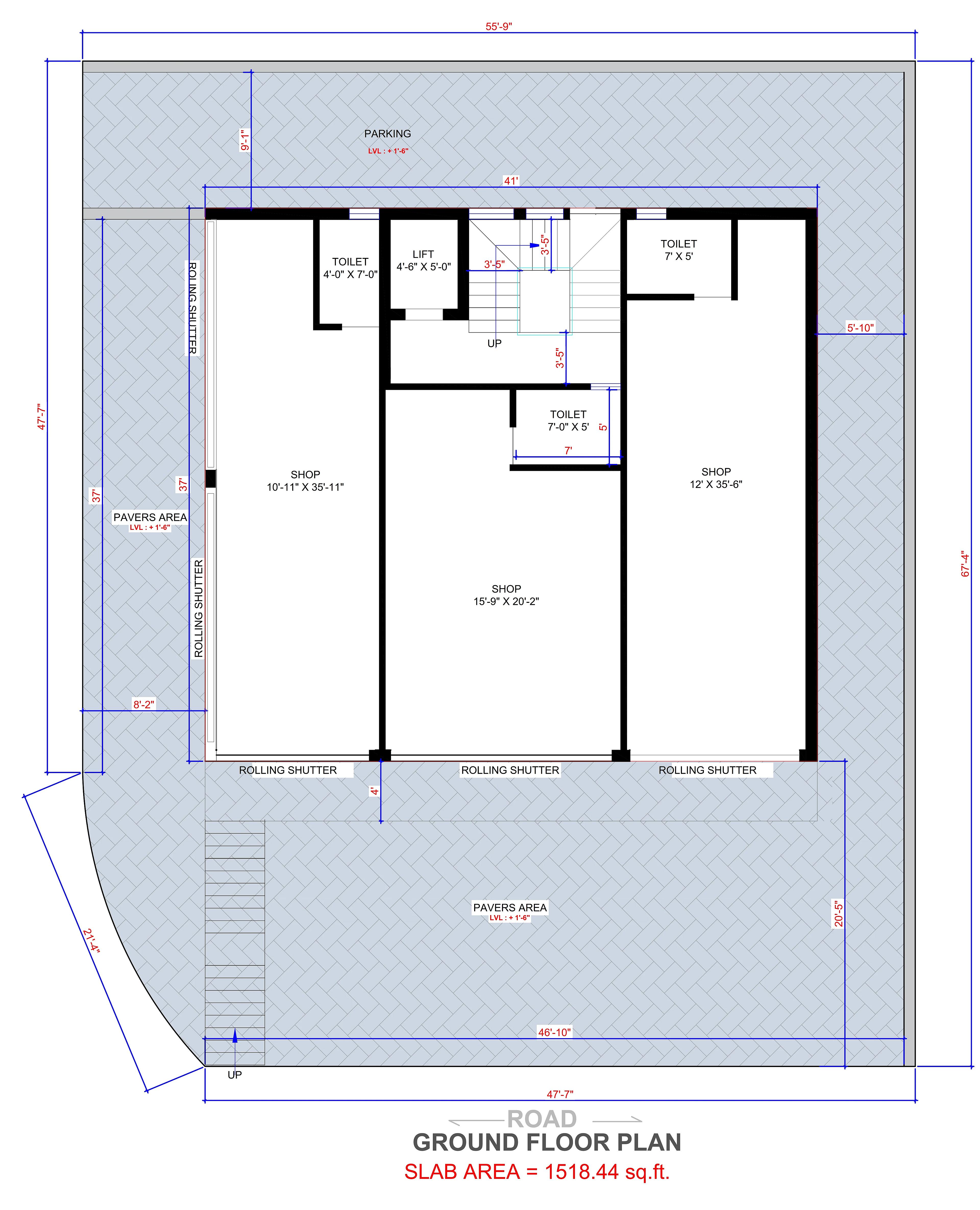 56X70 Shopping Complex With Residential House Plan- 3920 sq ft Residential Cum Commercial House Design at Anand thumbnail 5 — Project ID 7259