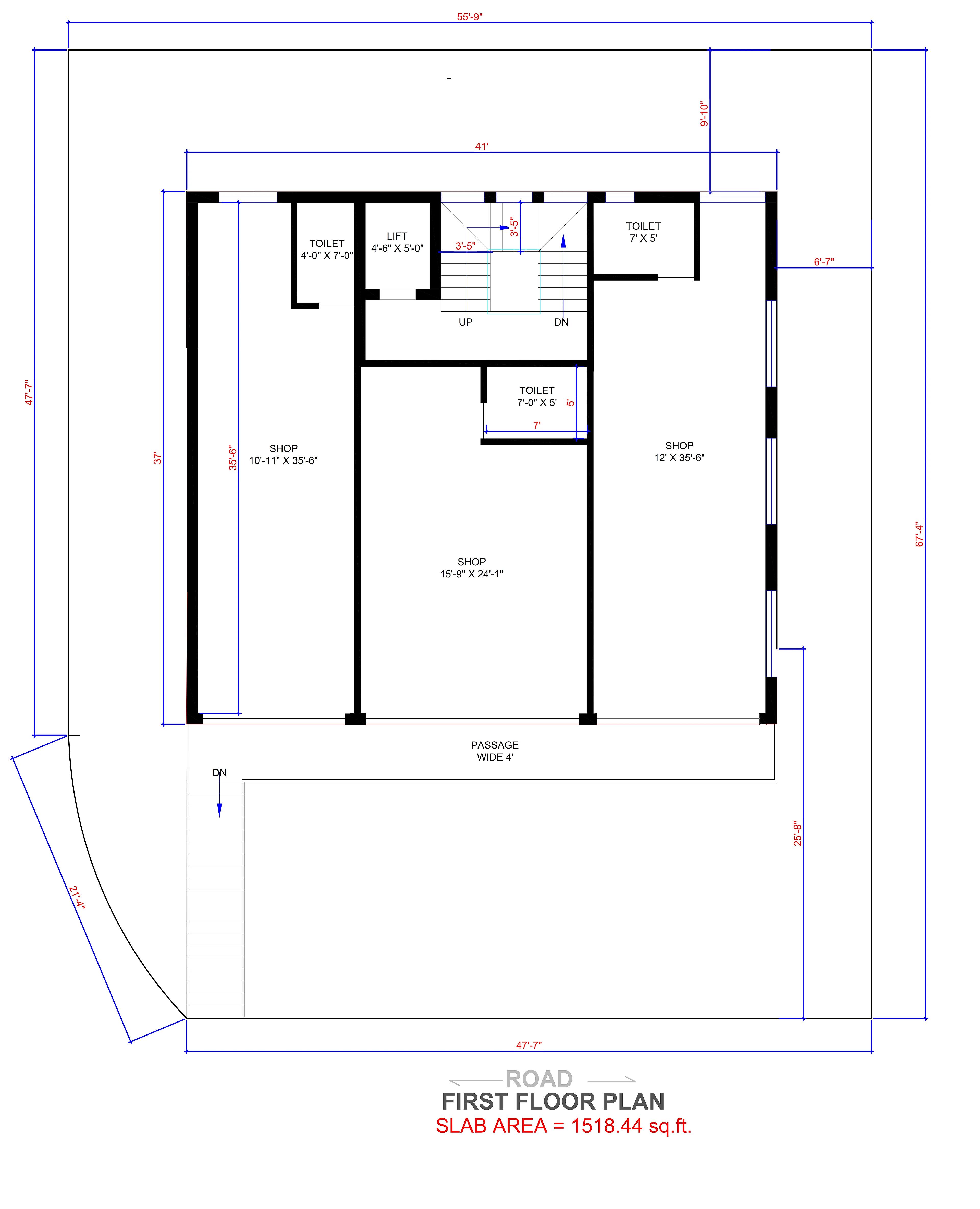 56X70 Shopping Complex With Residential House Plan- 3920 sq ft Residential Cum Commercial House Design at Anand thumbnail 4 — Project ID 7259