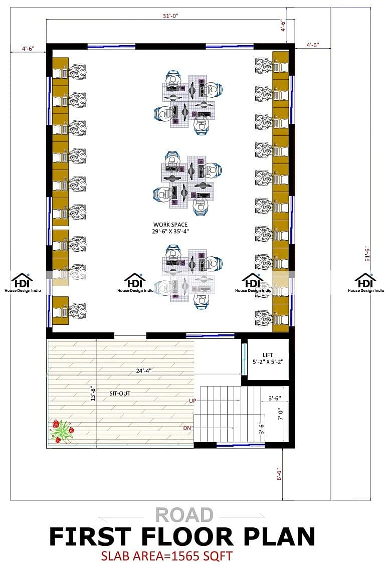 30X60 Commercial Hall With Residential House plan- 1800 sqft Residential Cum Commercial house design At Hyderabad thumbnail 5 — Project ID 7276