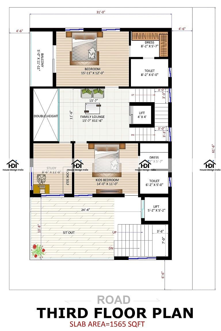 30X60 Commercial Hall With Residential House plan- 1800 sqft Residential Cum Commercial house design At Hyderabad thumbnail 3 — Project ID 7276