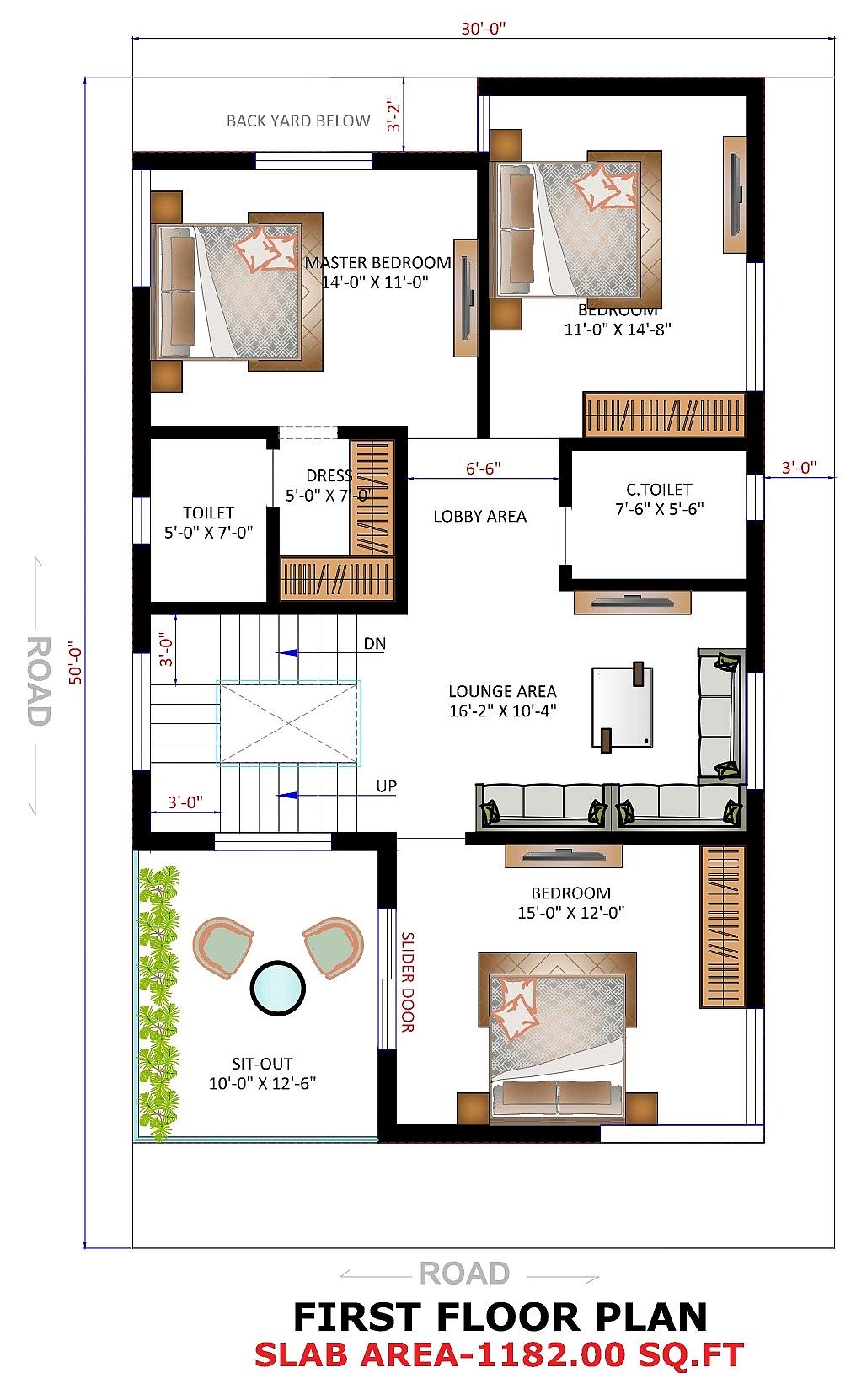 30X50 House plan- 1500 sqft Residential house design At Balasore thumbnail 3 — Project ID 7282
