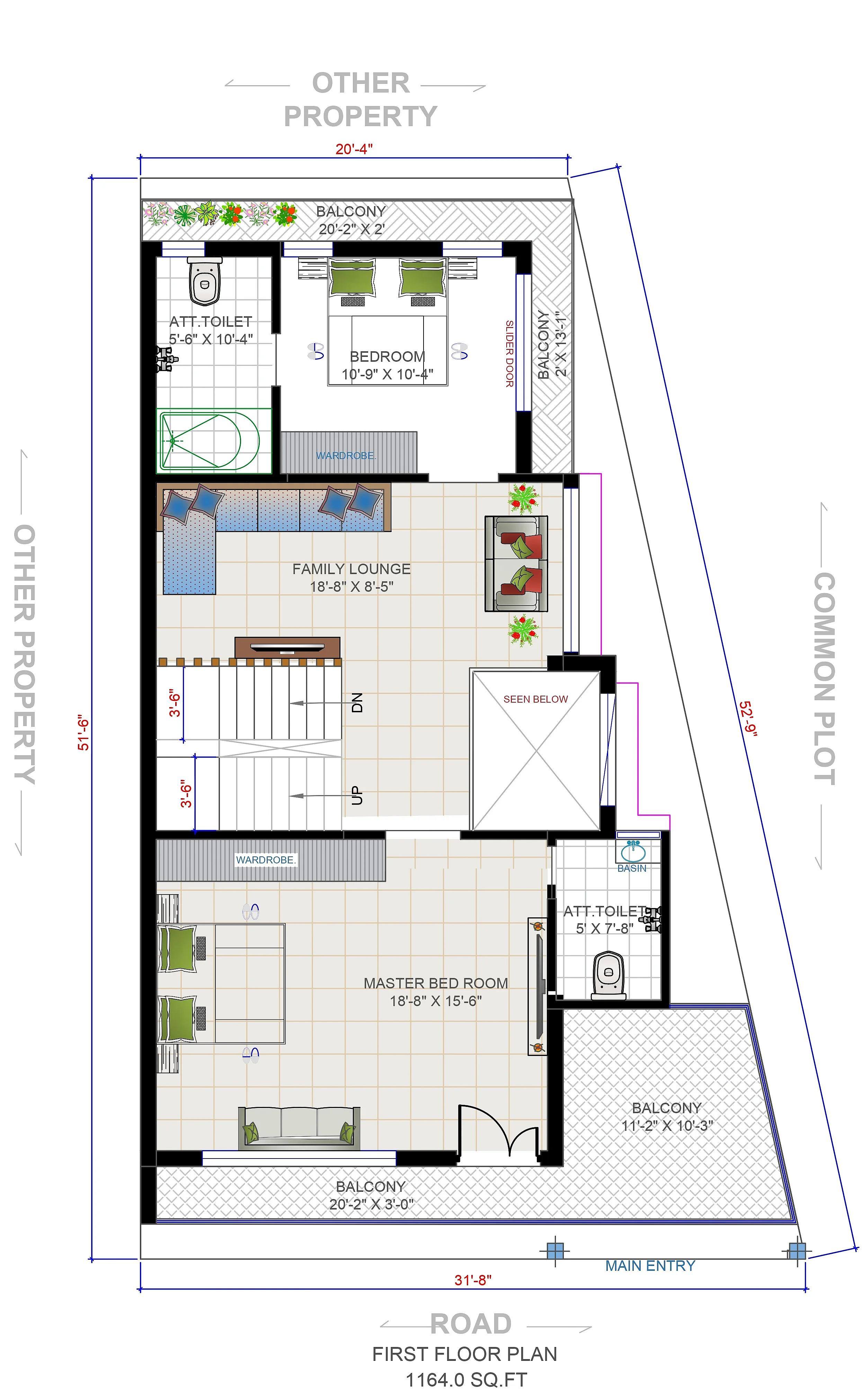 50X30 House Plan- 1500 sq ft Residential House Design at Ahmadabad thumbnail 3 — Project ID 7289