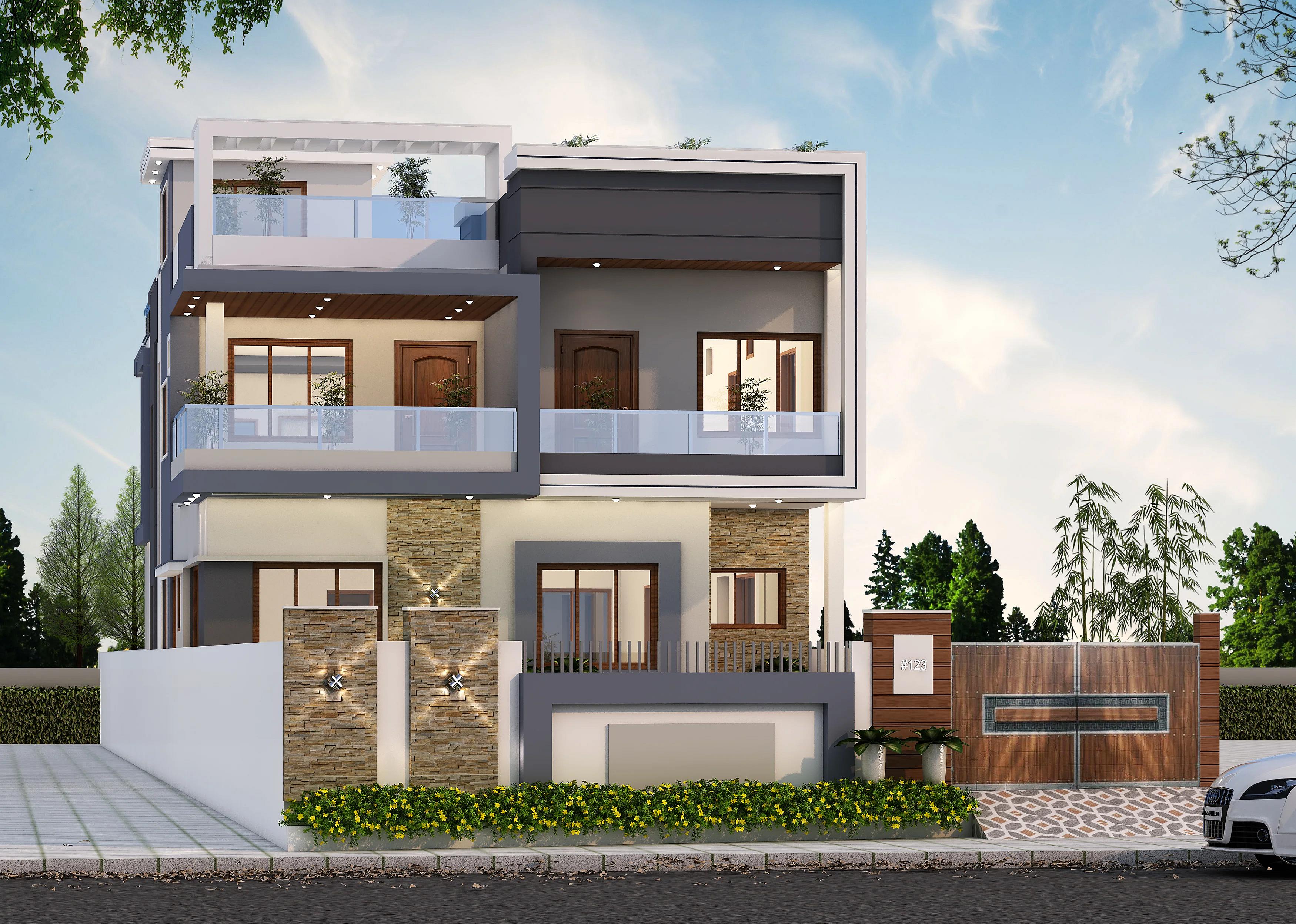 35X155 House Plan- 5425 sq ft Residential House Design at KHUTAUNA [BR]