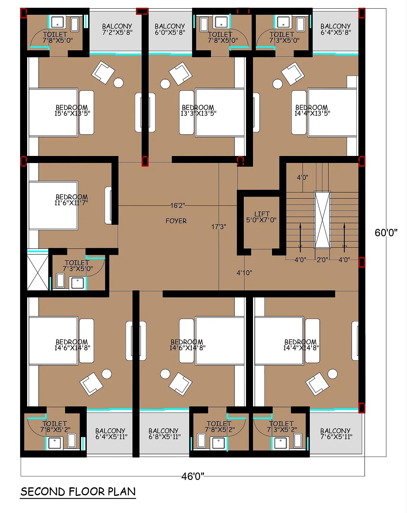 46X60 Hotel Plan- 2760 sq ft Commercial House Design at Lucknow thumbnail 2 — Project ID 7300