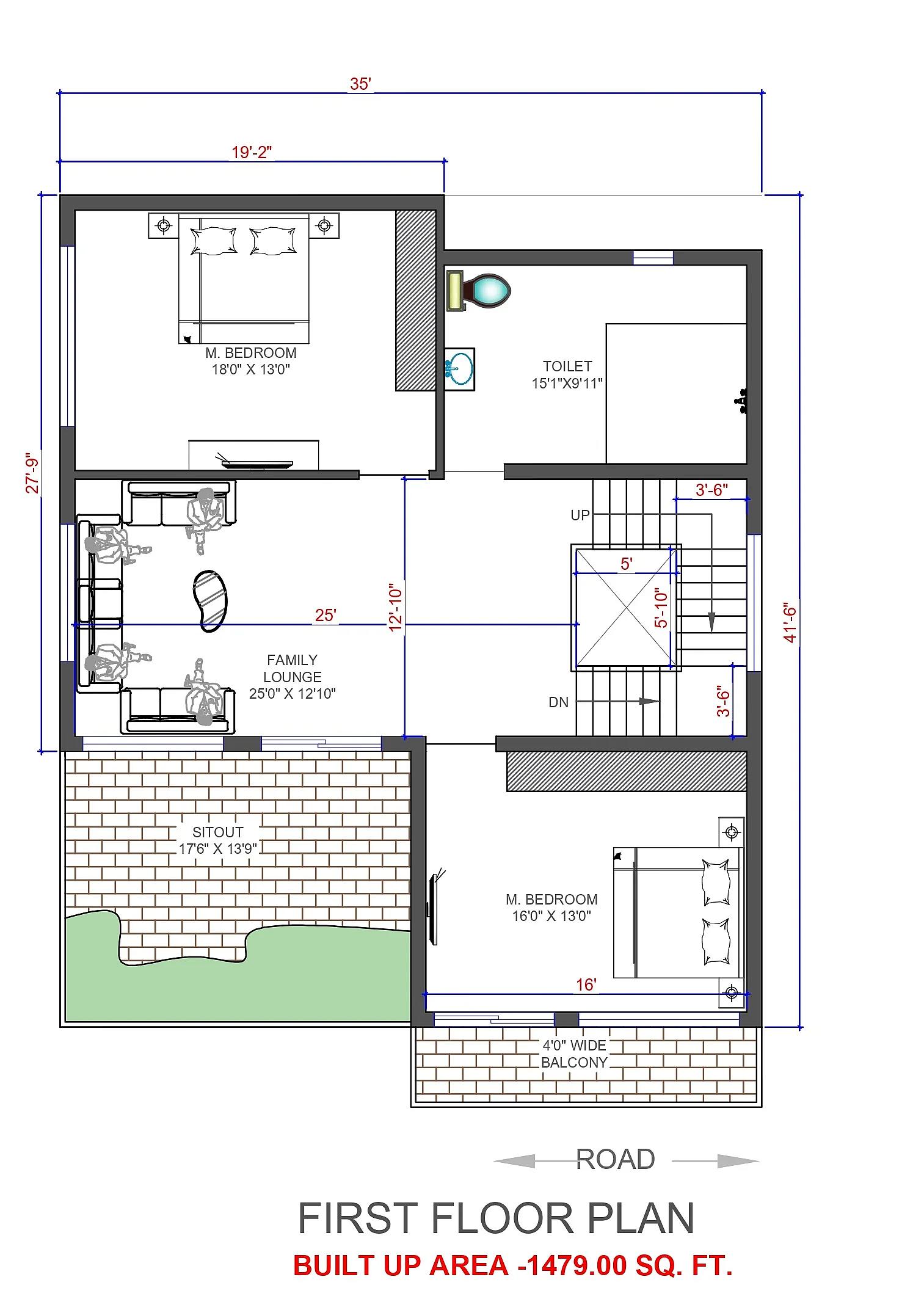 54X80 House Plan- 4320 sq ft Residential House Design At Hyderabad thumbnail 2 — Project ID 7307