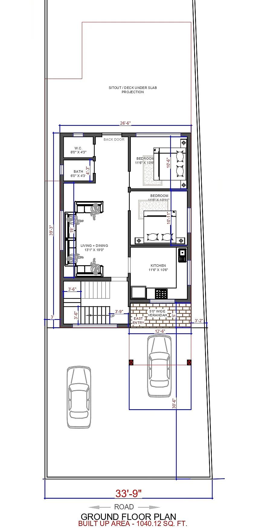 28X70 House plan- 1960 sqft Residential house design At Hooghly thumbnail 3 — Project ID 7325