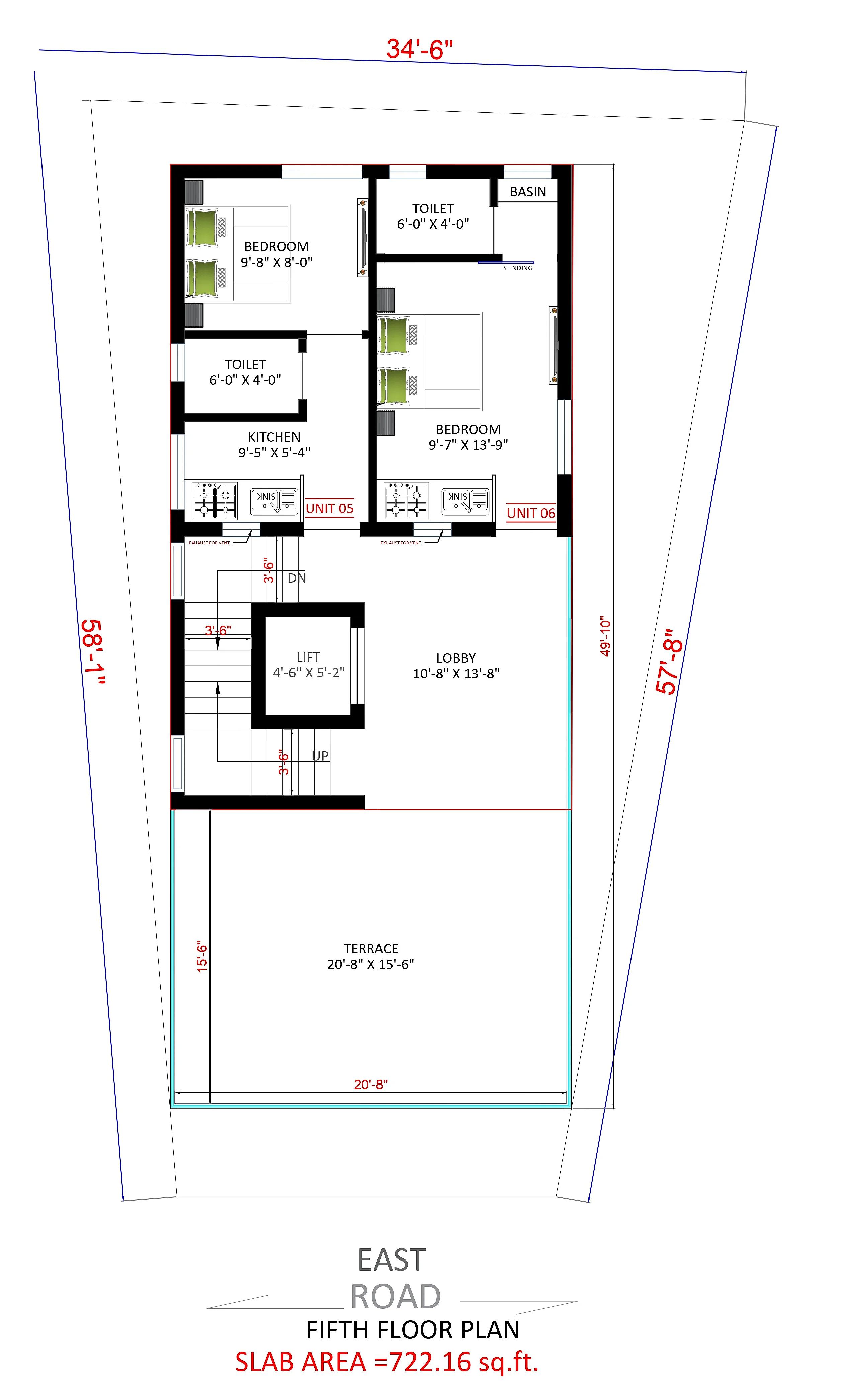 35X58 Multi storey apartment plan- 2030 sqft Commercial house design At Hyderabad thumbnail 2 — Project ID 7326