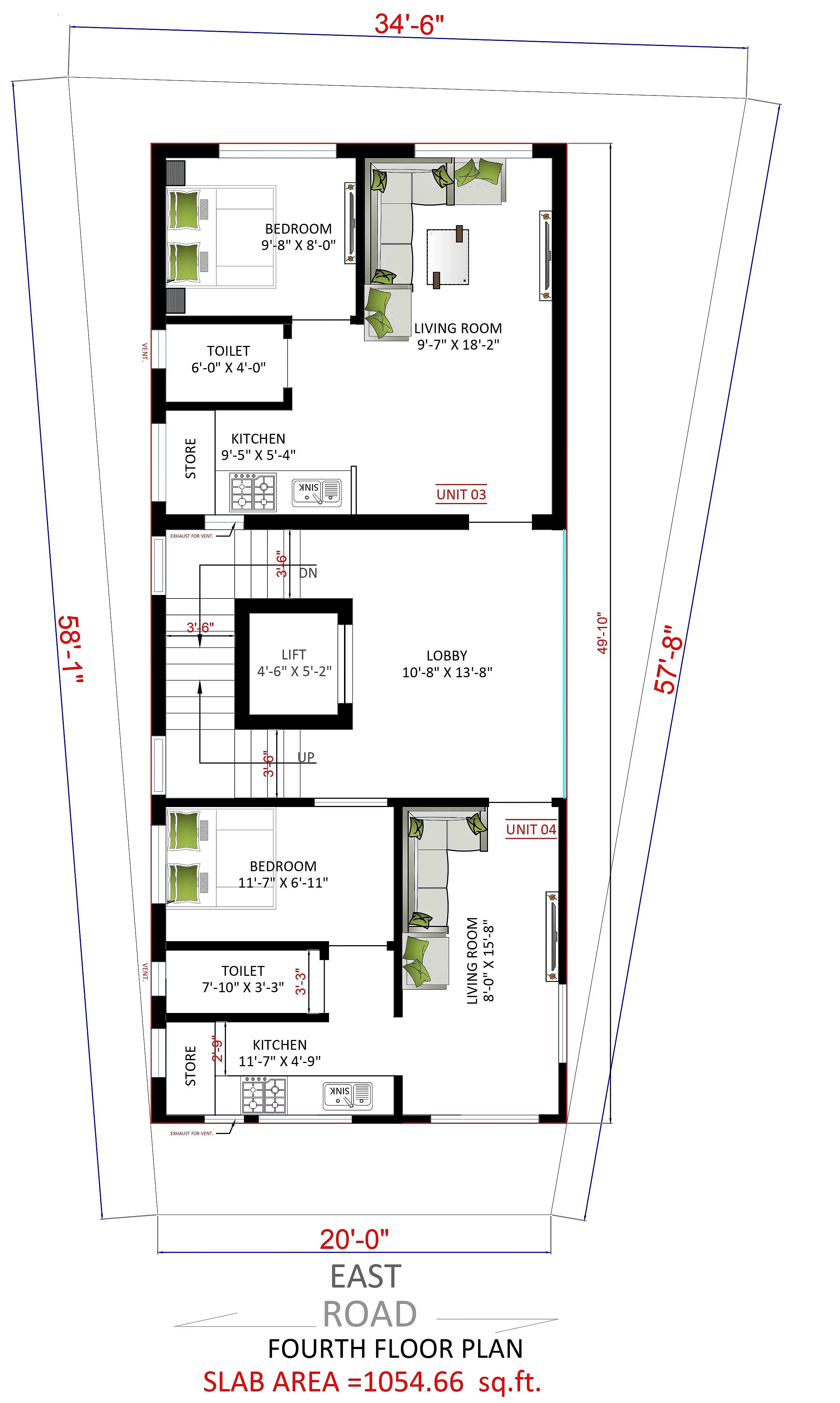 35X58 Multi storey apartment plan- 2030 sqft Commercial house design At Hyderabad thumbnail 3 — Project ID 7326