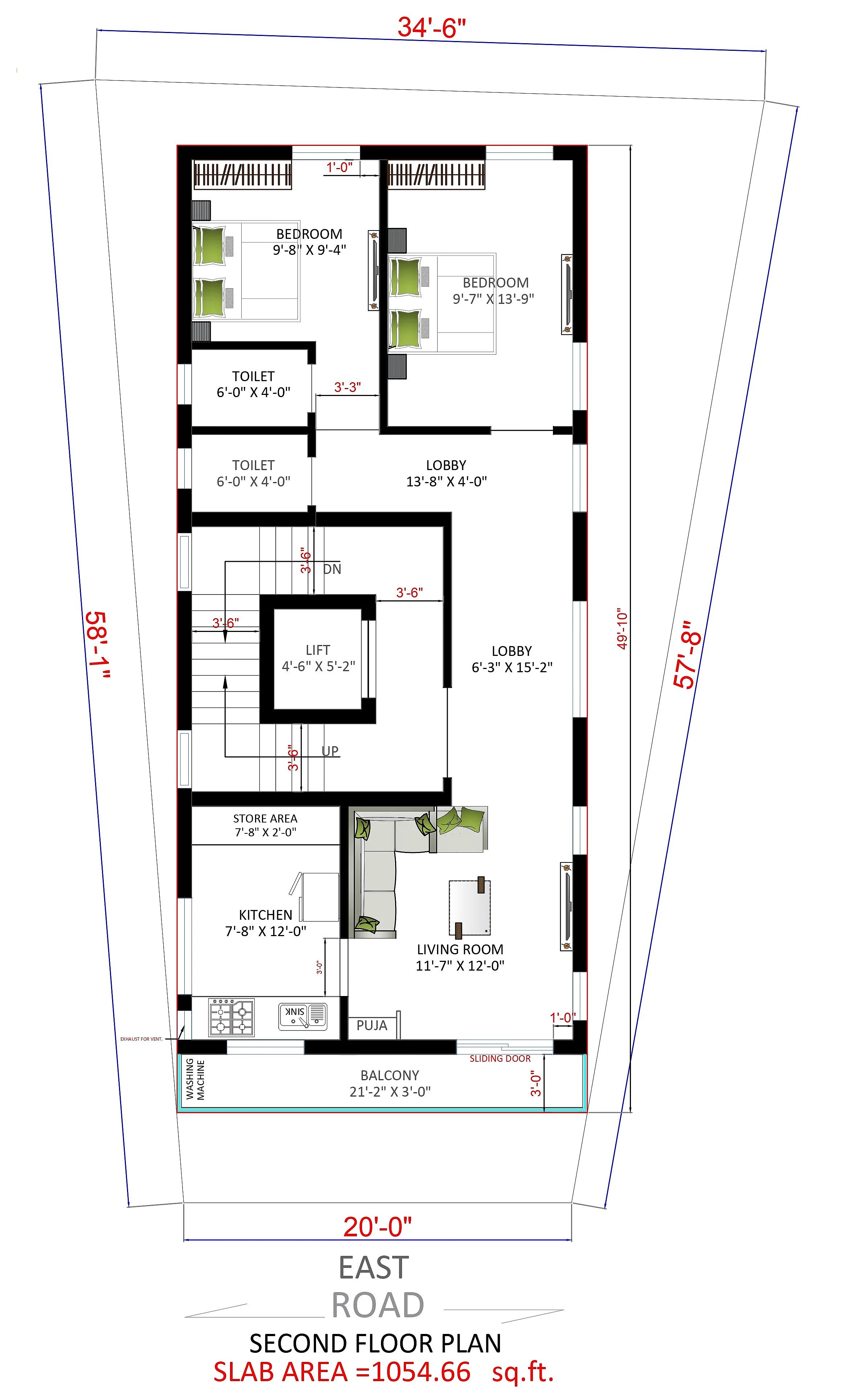 35X58 Multi storey apartment plan- 2030 sqft Commercial house design At Hyderabad thumbnail 5 — Project ID 7326