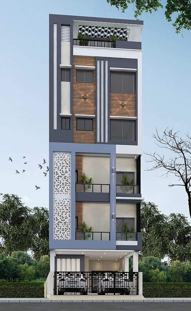 35X58 Multi storey apartment plan- 2030 sqft Commercial house design At Hyderabad [TL]