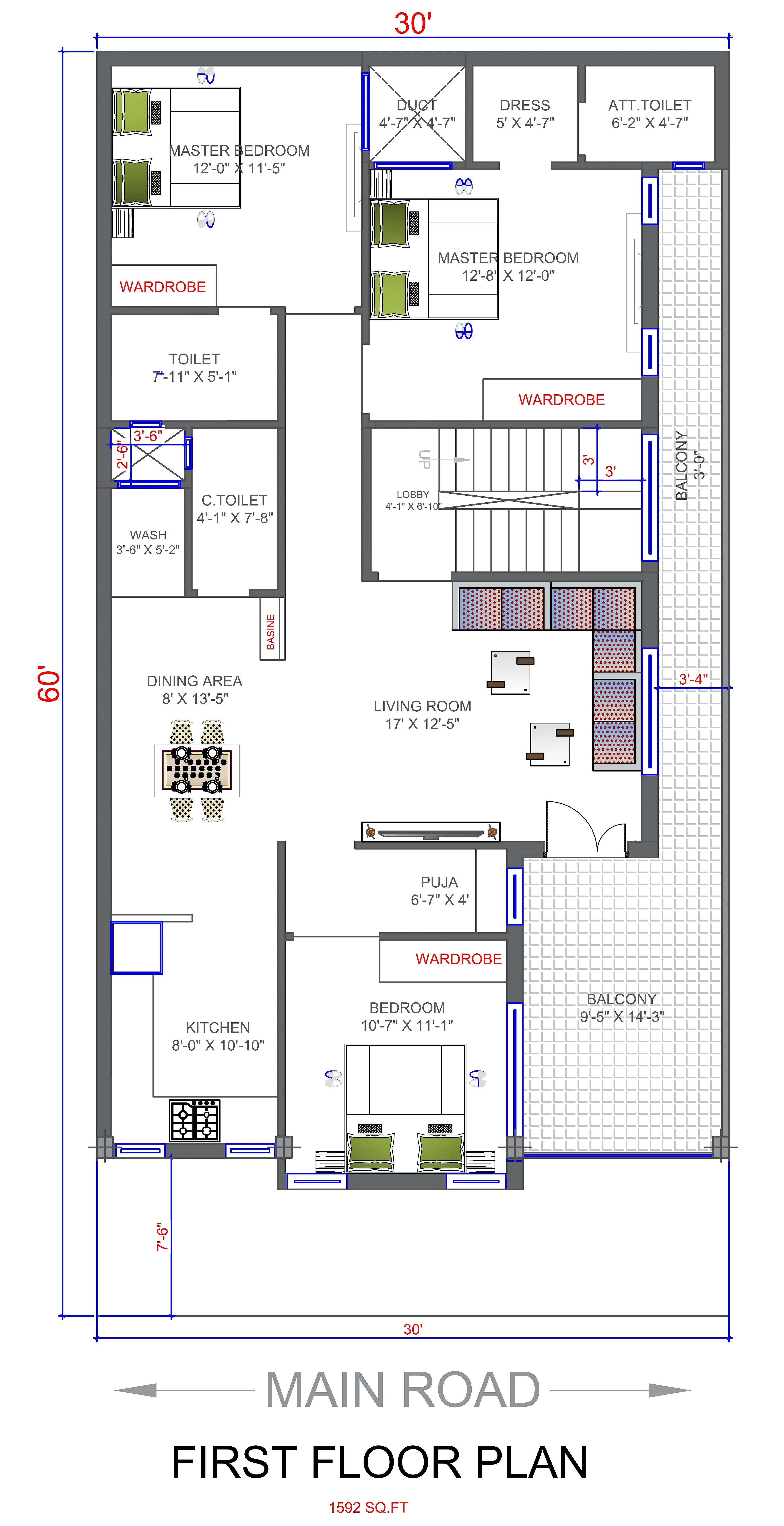 30X60 House Plan- 1800 sq ft Residential House Design At Lucknow thumbnail 2 — Project ID 7339