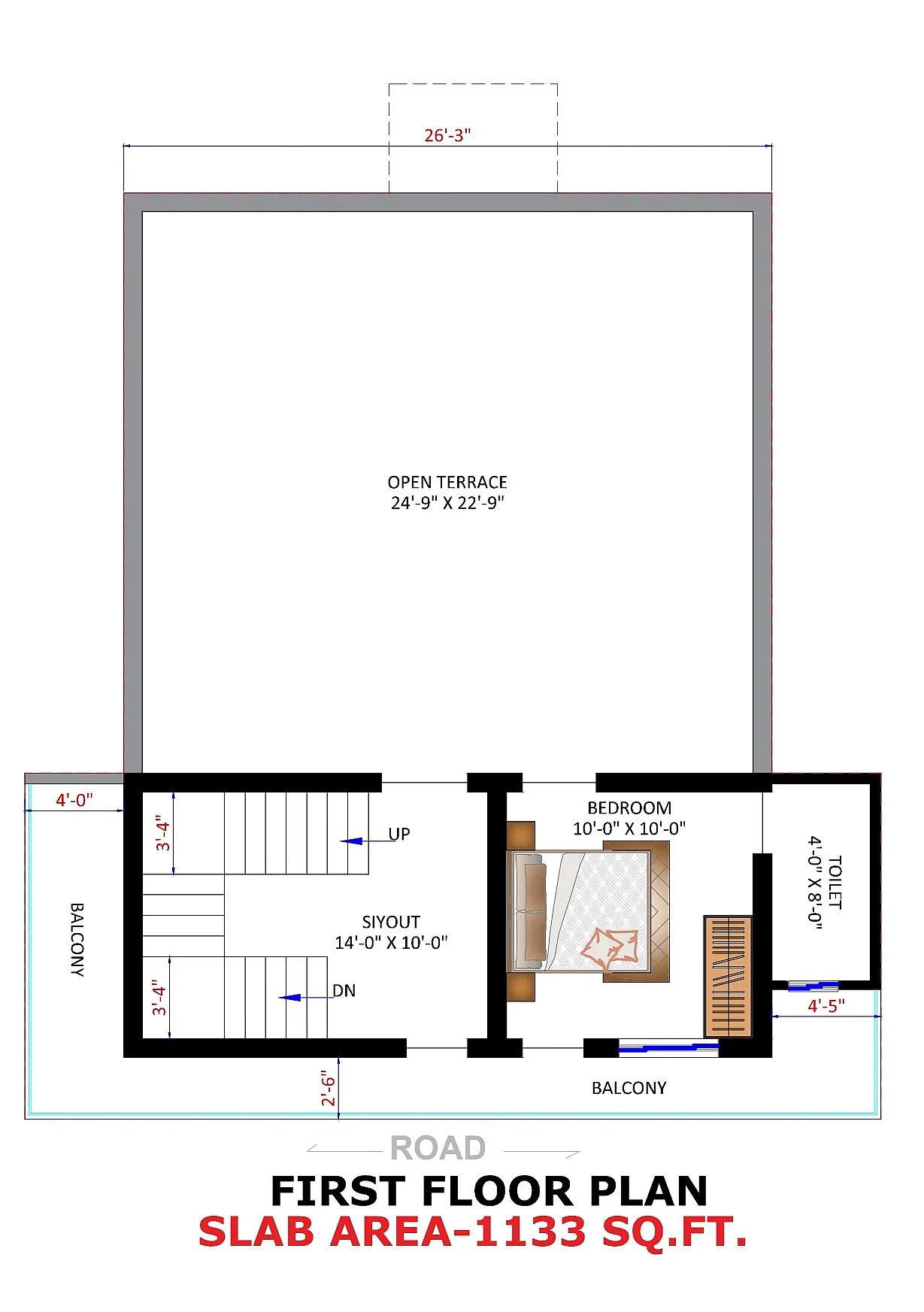 26X35 House Plan- 910 sq ft Residential House Design at Madurai thumbnail 2 — Project ID 7347