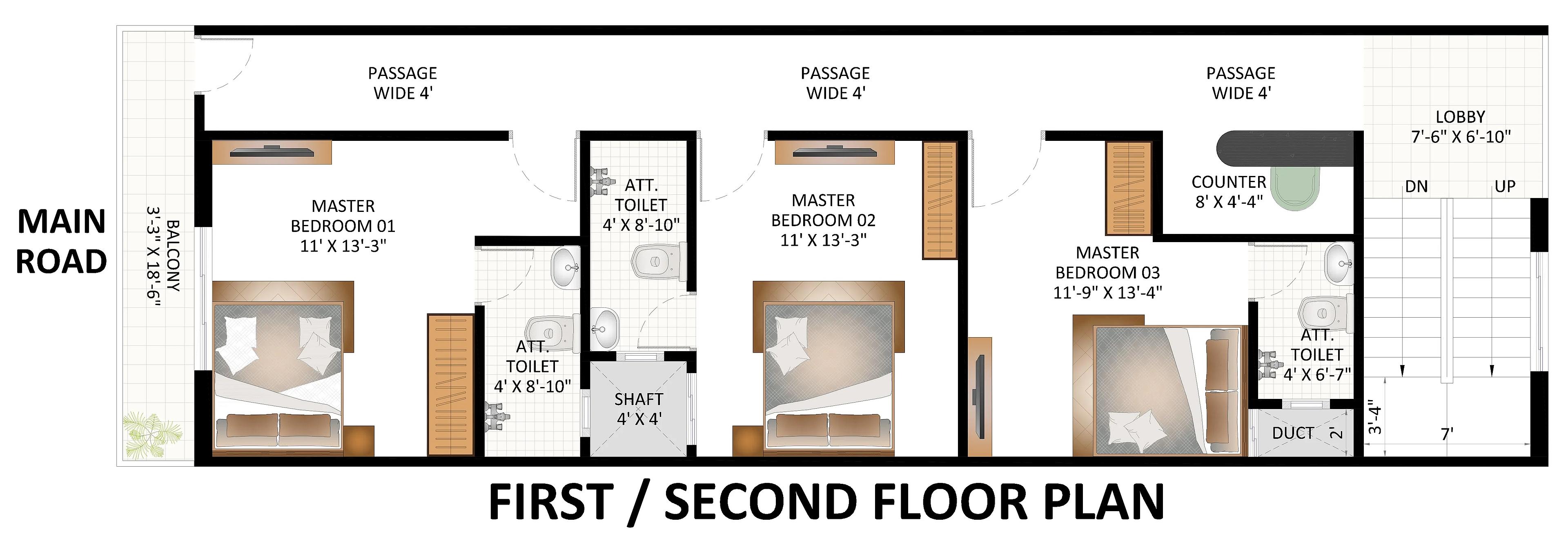 60X20 Shopping Complex With Hotel Plan- 1200 sq ft Commercial House Design at Ayodhya thumbnail 2 — Project ID 7357