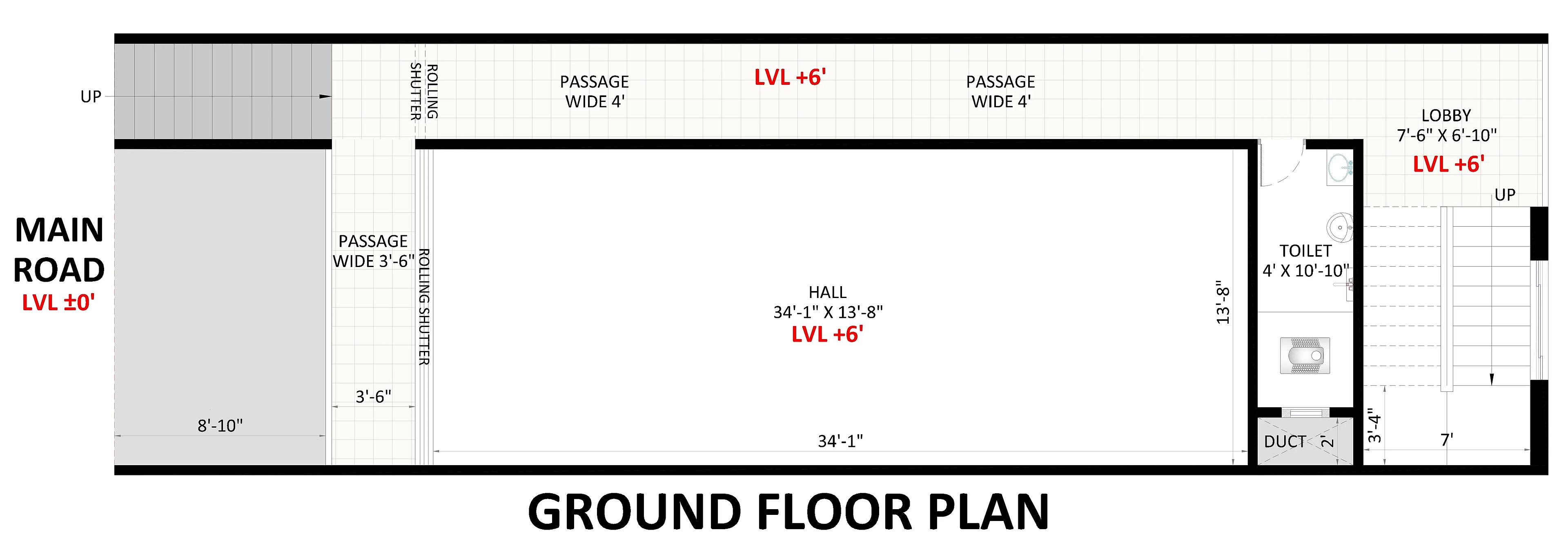 60X20 Shopping Complex With Hotel Plan- 1200 sq ft Commercial House Design at Ayodhya thumbnail 3 — Project ID 7357