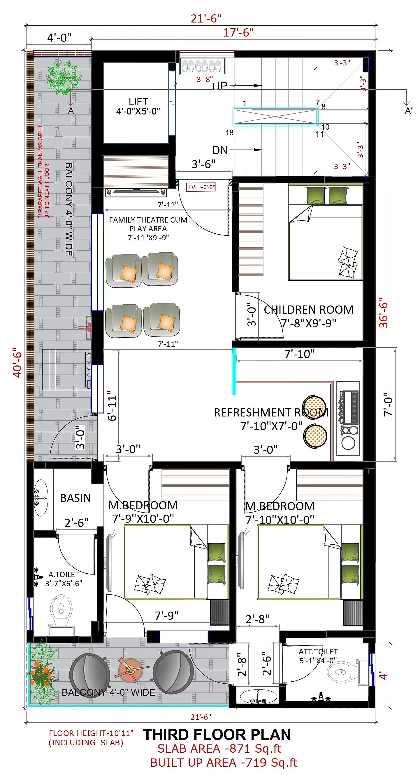18X37 House With Shop plan- 666 sqft Residential Cum Commercial house design At Ahmednagar thumbnail 3 — Project ID 7359