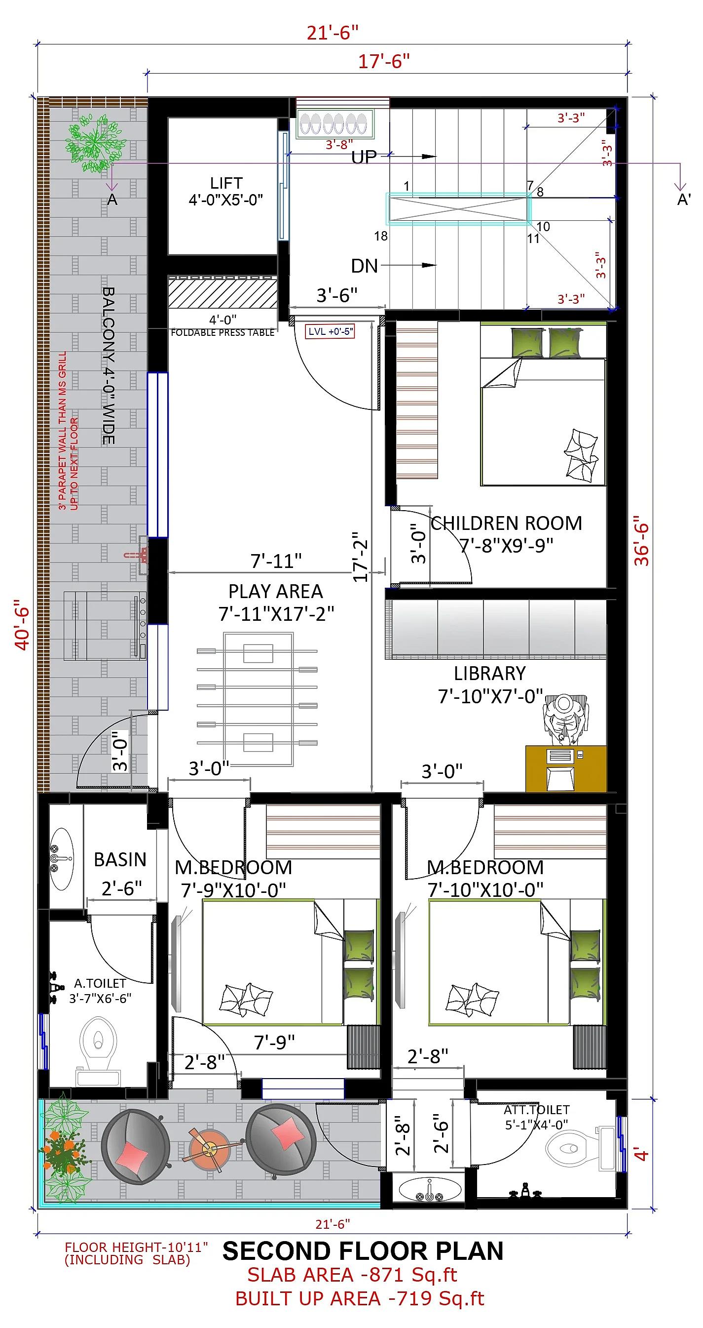 18X37 House With Shop plan- 666 sqft Residential Cum Commercial house design At Ahmednagar thumbnail 4 — Project ID 7359