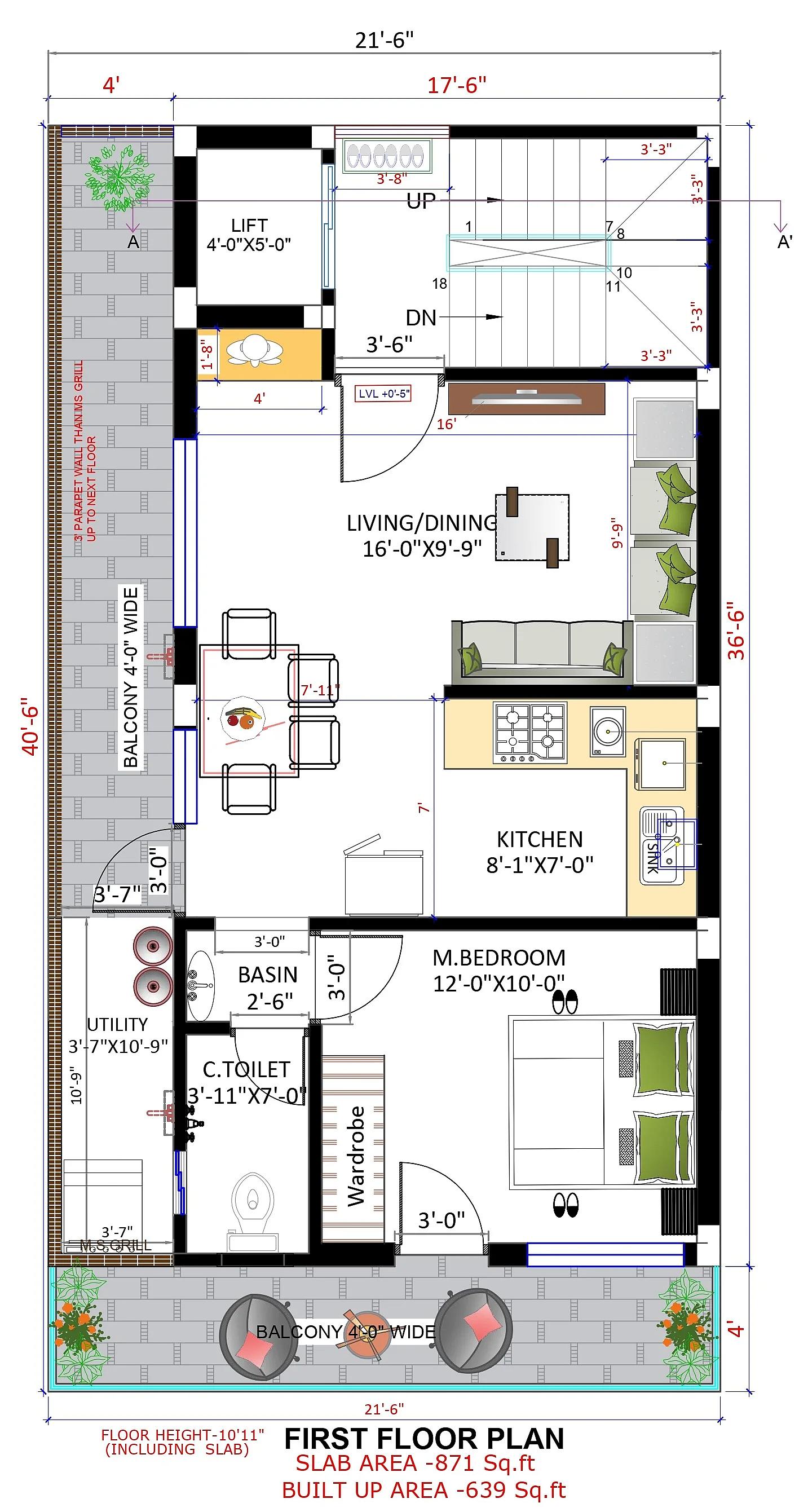 18X37 House With Shop plan- 666 sqft Residential Cum Commercial house design At Ahmednagar thumbnail 5 — Project ID 7359
