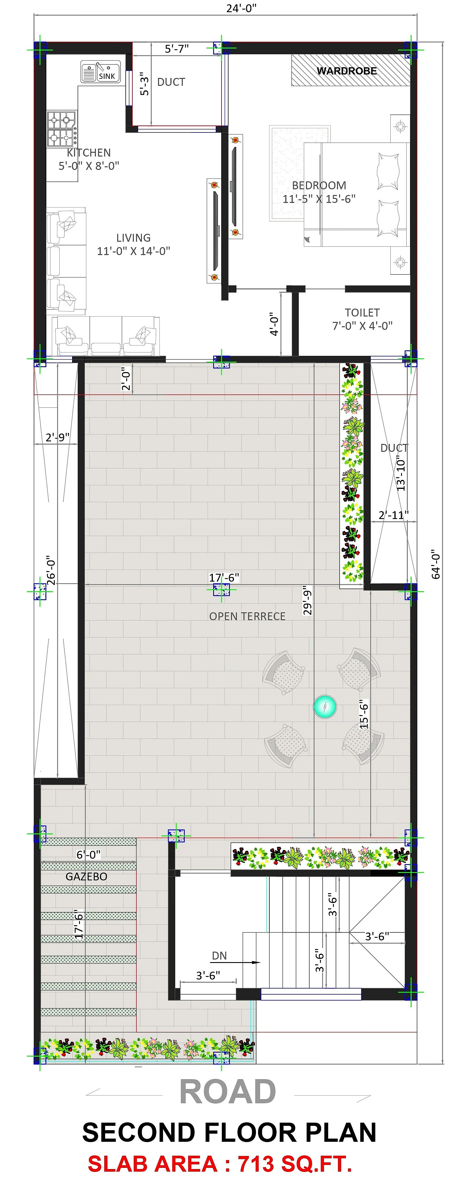 24X64 House plan- 1536 sqft Residential house design At Varanasi — photo 1 — Project ID 7360
