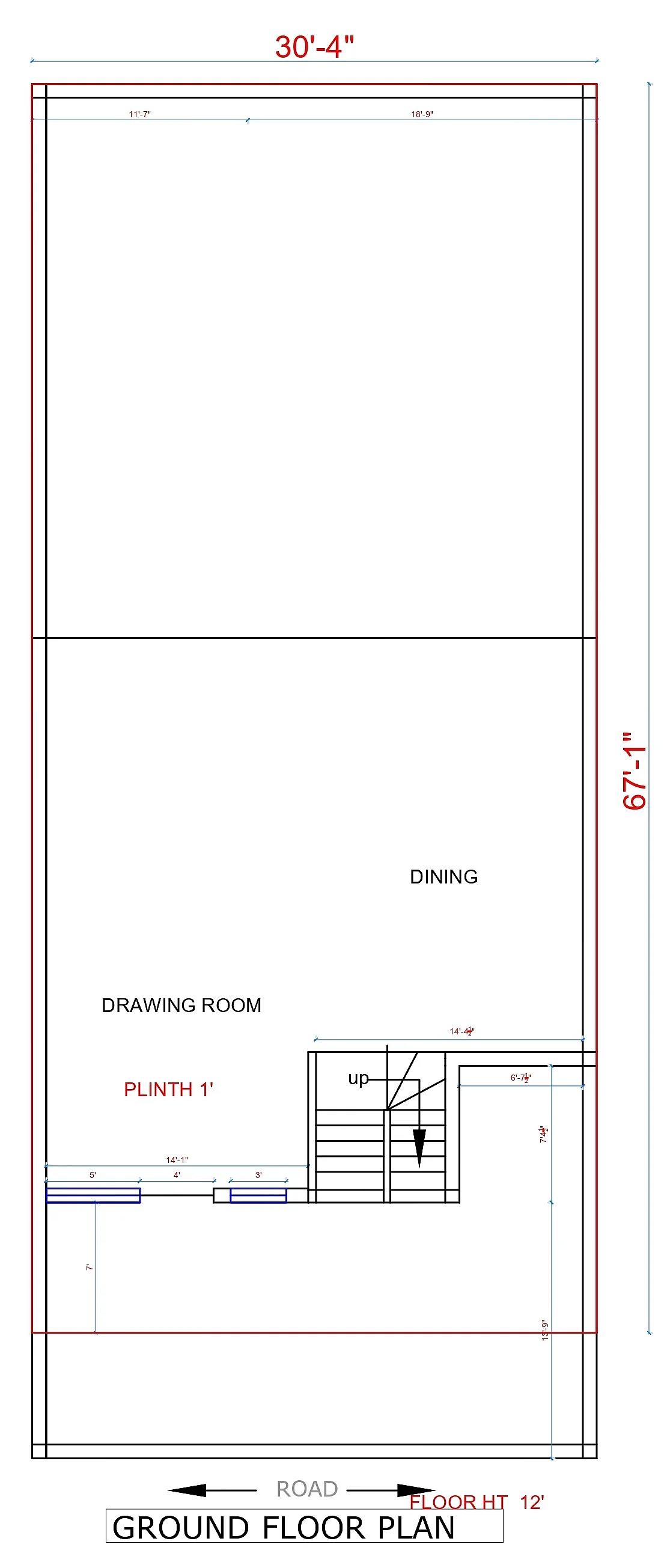 30X67 House Plan- 2010 sq ft Residential House Design at Gautam Buddh Nagar thumbnail 4 — Project ID 7361