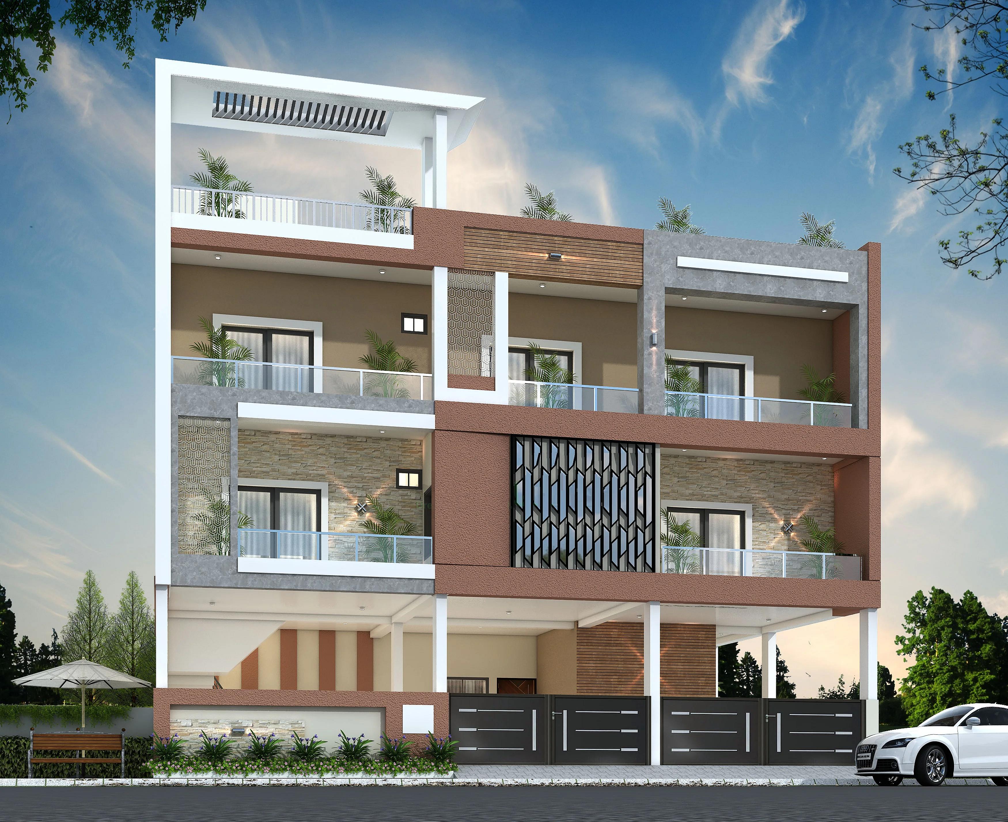 53X51 Residential With Rental Apartment plan- 2703 sqft Residential Cum Commercial house design At Ranchi — photo 1 — Project ID 7369