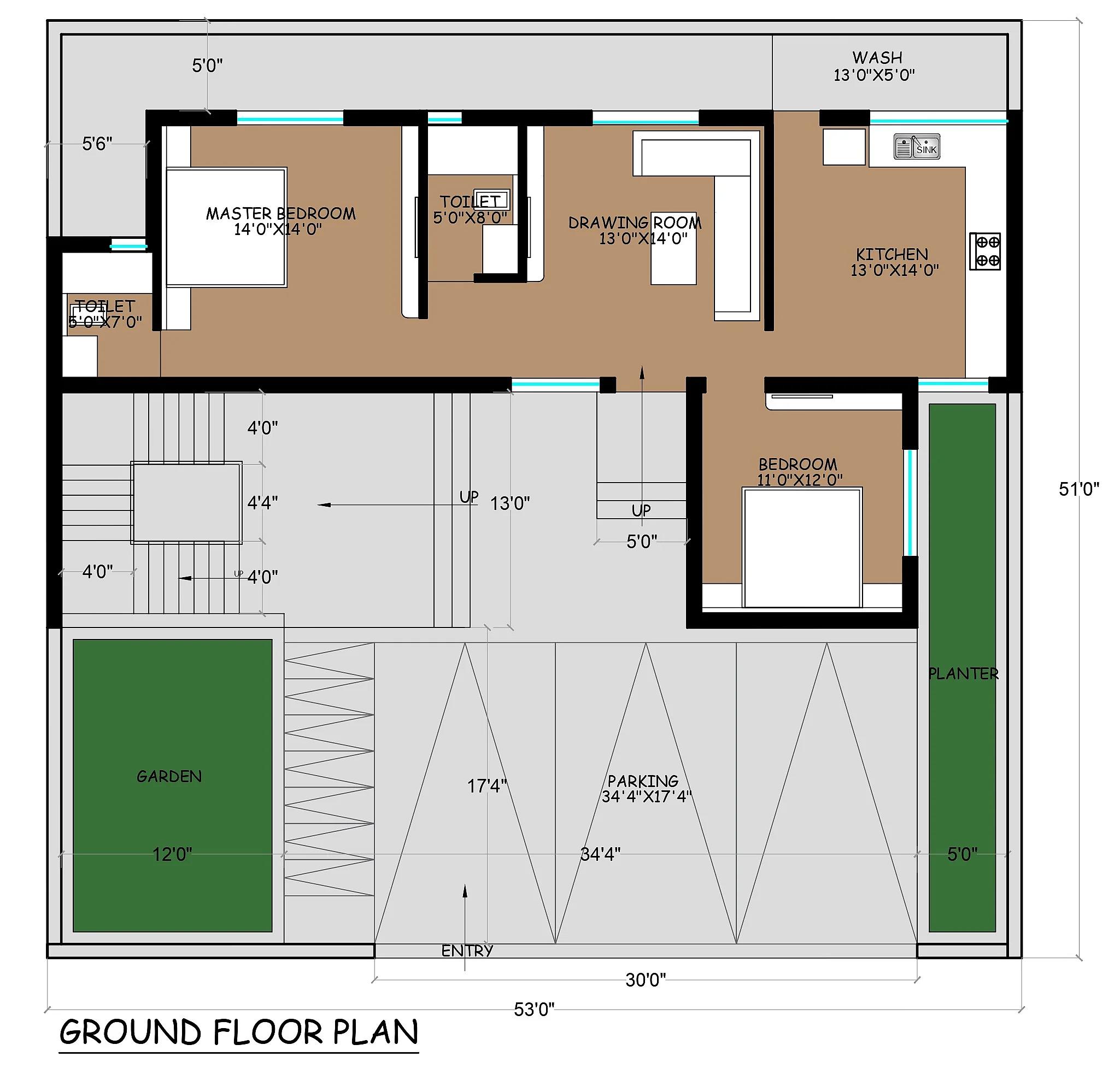 53X51 Residential With Rental Apartment plan- 2703 sqft Residential Cum Commercial house design At Ranchi thumbnail 4 — Project ID 7369