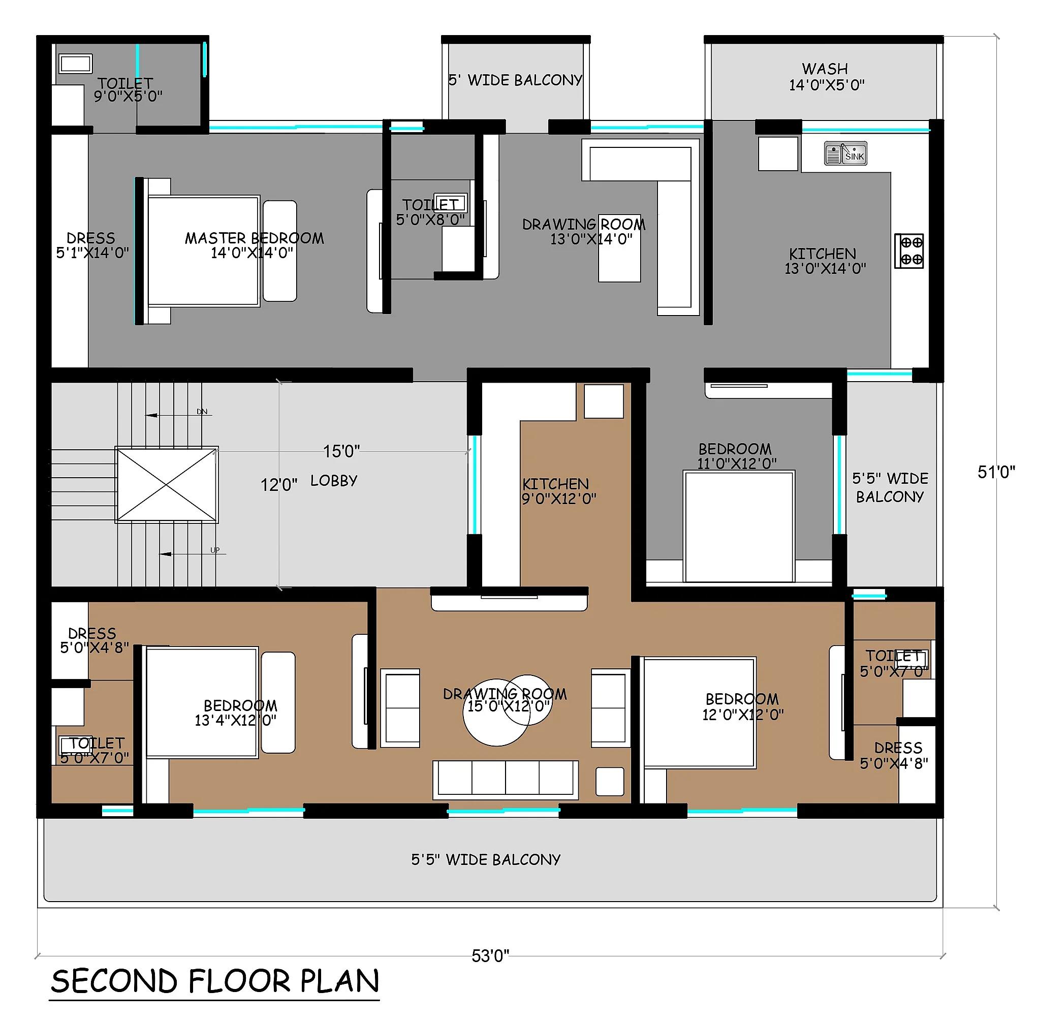 53X51 Residential With Rental Apartment plan- 2703 sqft Residential Cum Commercial house design At Ranchi — photo 2 — Project ID 7369
