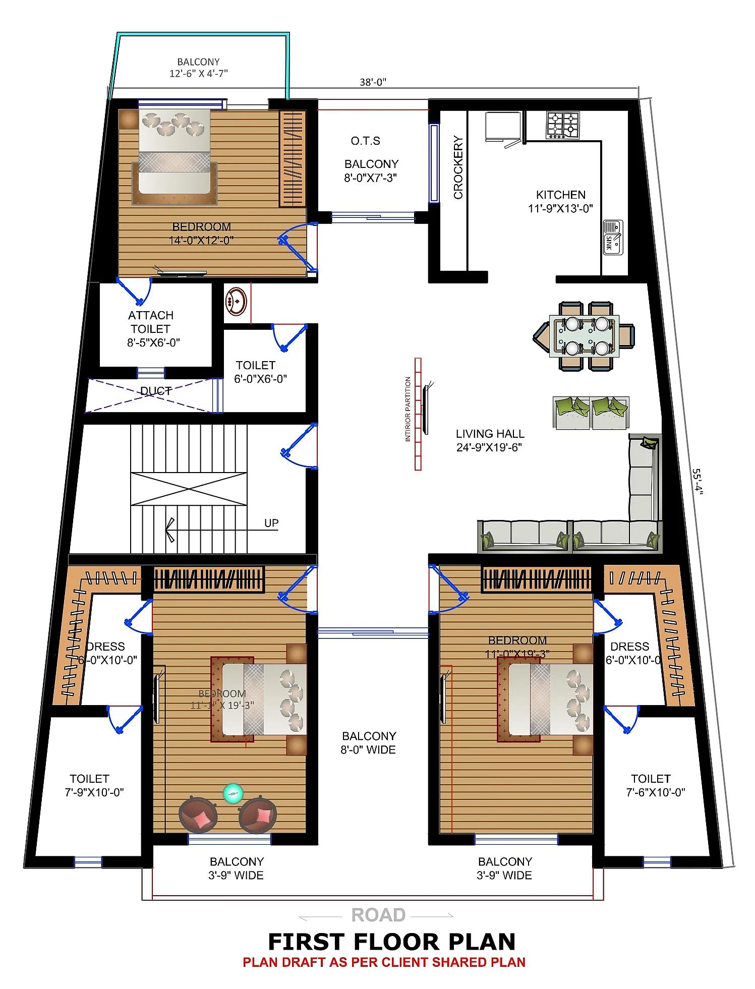 38X55 Shopping Complex With Residential House plan- 2090 sqft Residential Cum Commercial house design At Jodhpur thumbnail 2 — Project ID 7377