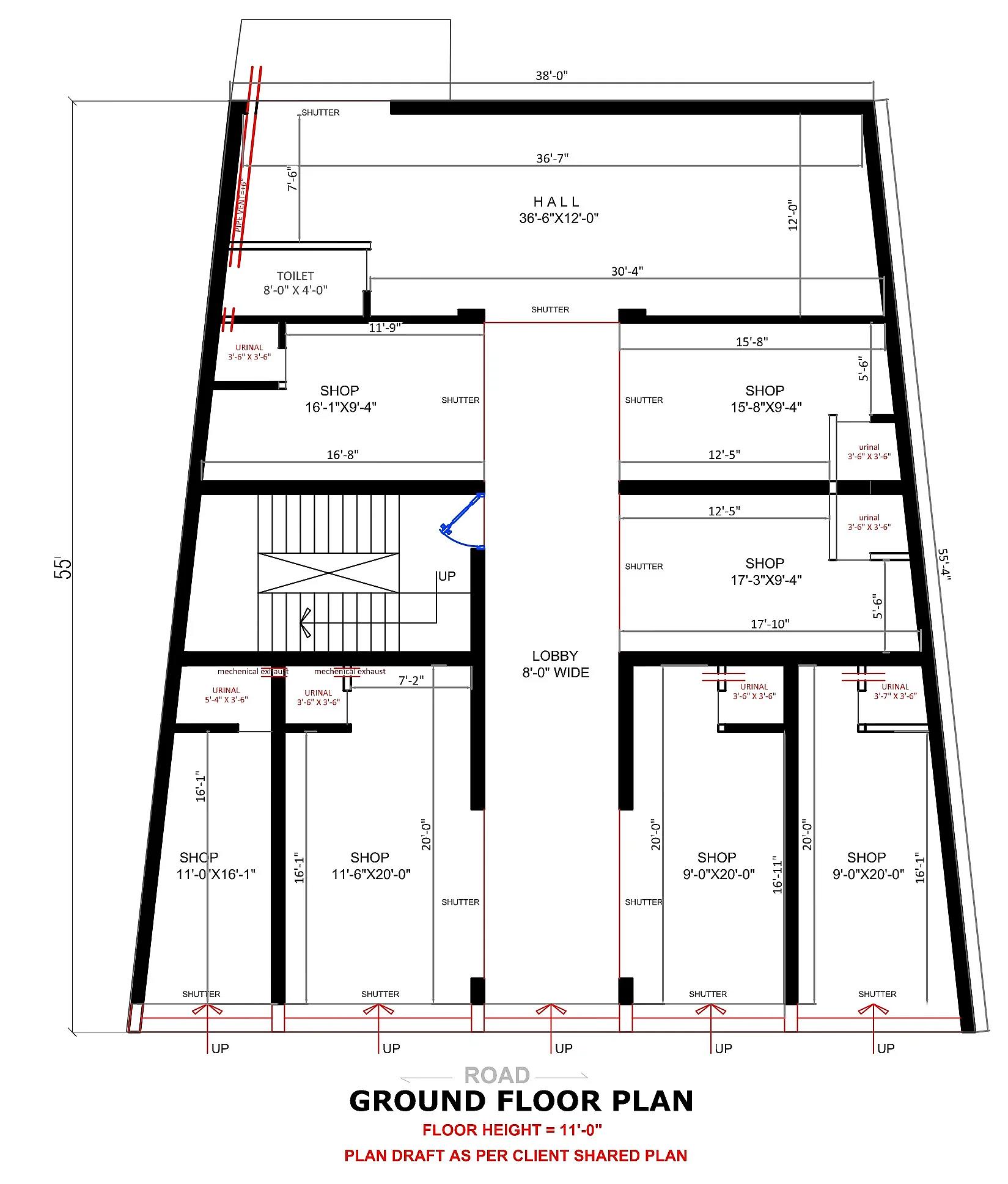 38X55 Shopping Complex With Residential House plan- 2090 sqft Residential Cum Commercial house design At Jodhpur thumbnail 3 — Project ID 7377