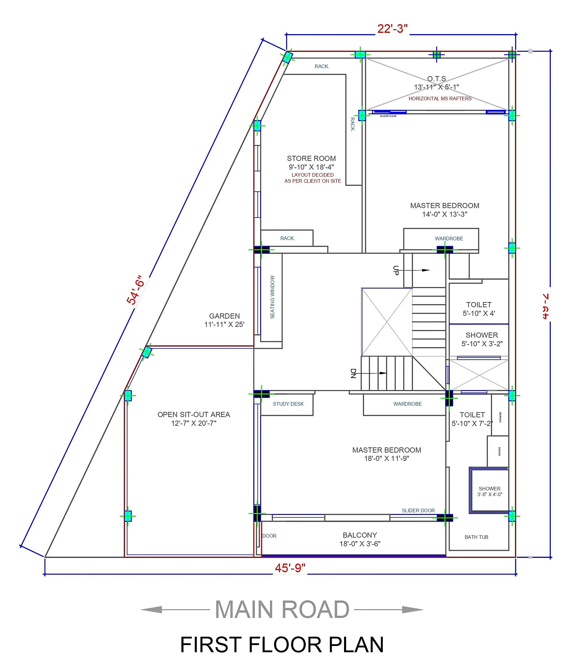 46X50 House Plan- 2300 sq ft Residential House Design at Ujjain thumbnail 2 — Project ID 7378