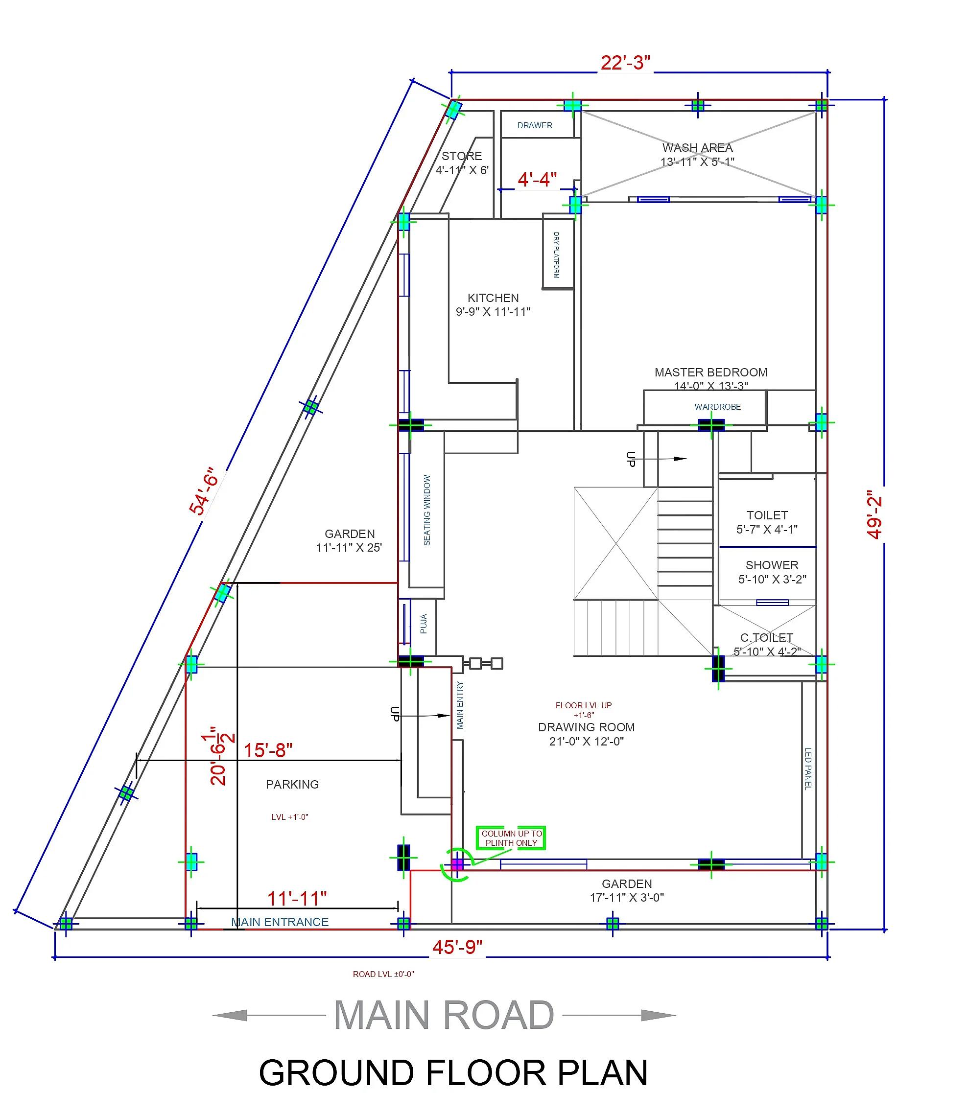 46X50 House Plan- 2300 sq ft Residential House Design at Ujjain thumbnail 3 — Project ID 7378