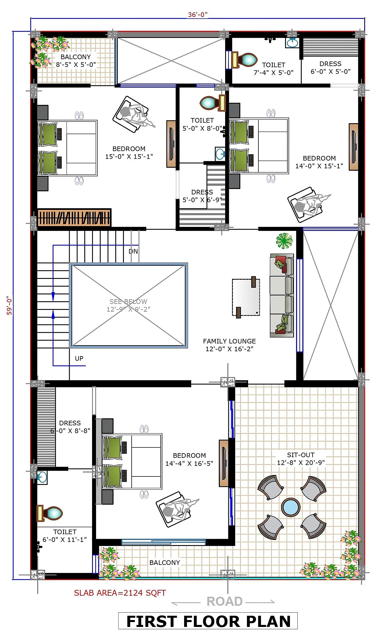 35X60 House with Swimming Pool plan- 2100 sqft Residential house design At Indore thumbnail 3 — Project ID 7379